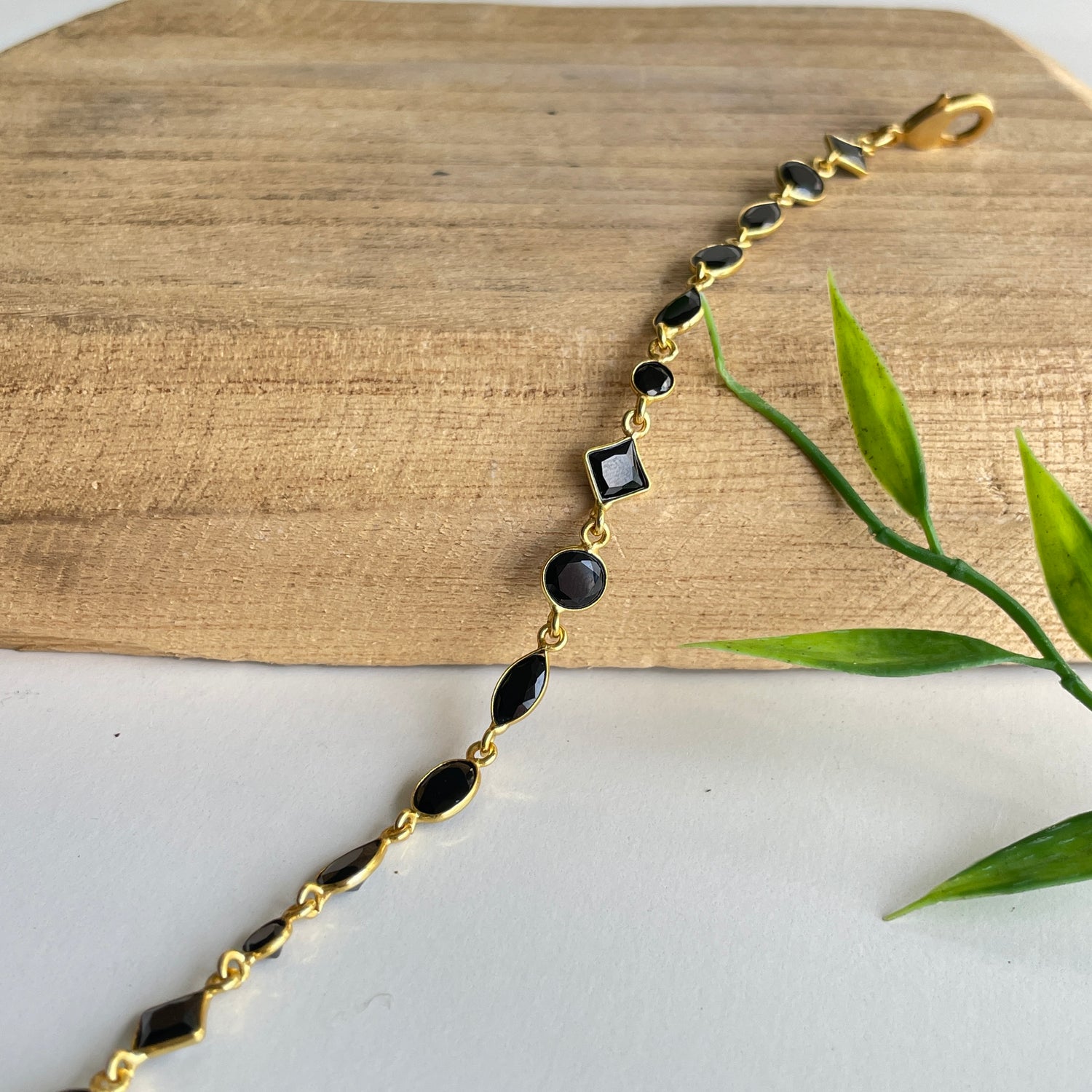 Black Obsidian 18ct Gold Plated Bracelet