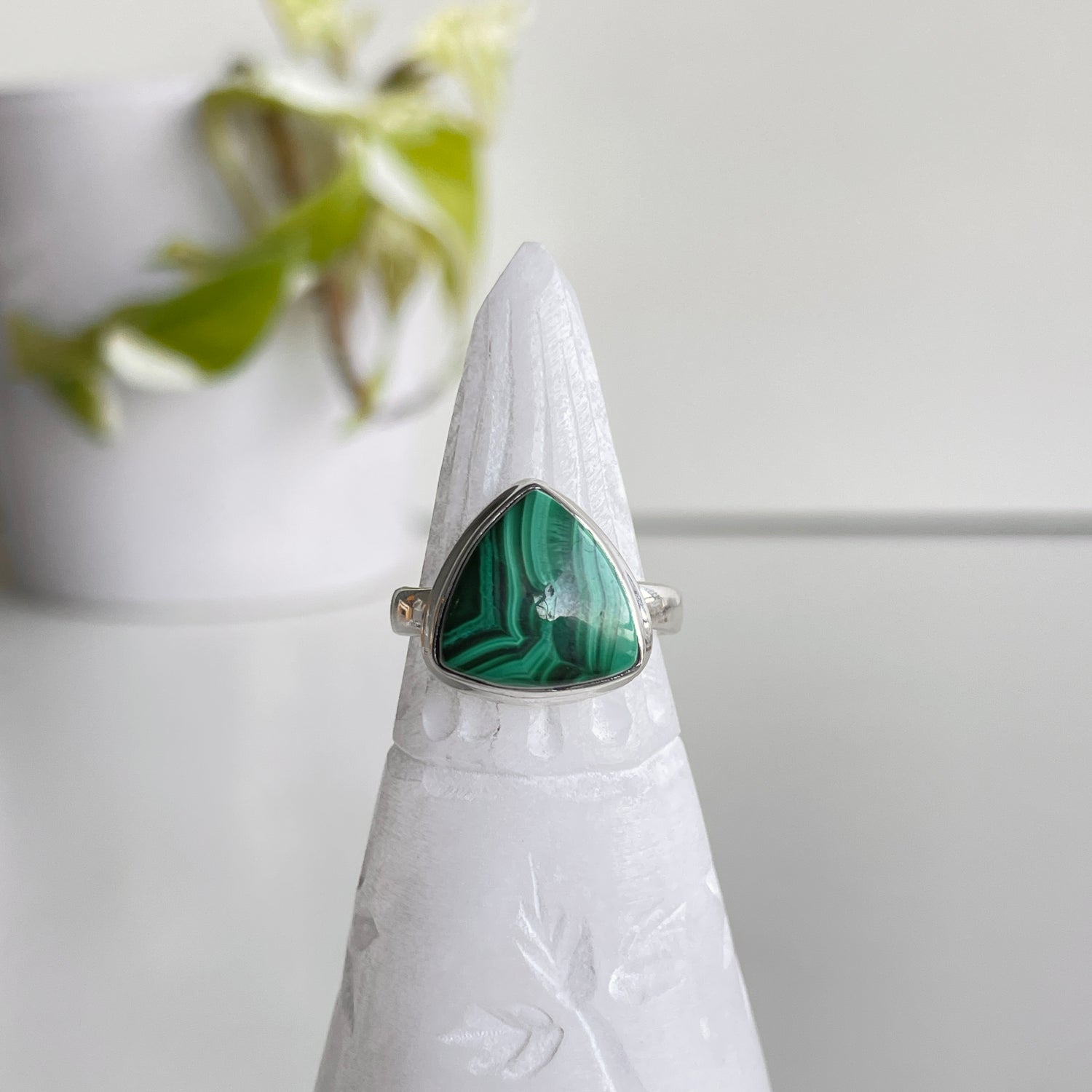 Malachite Triangle Ring Sz7.5