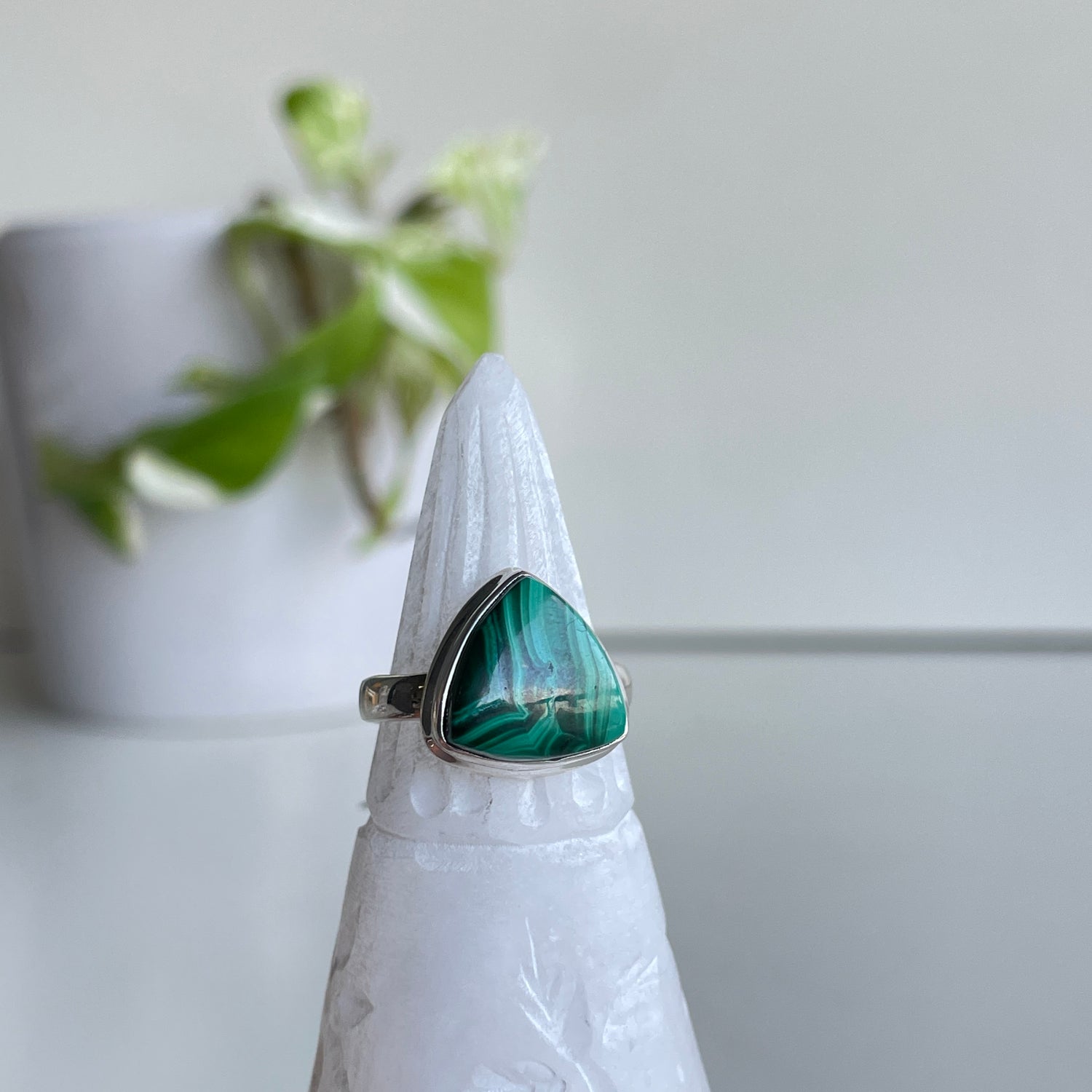 Malachite Triangle Ring Sz7.5
