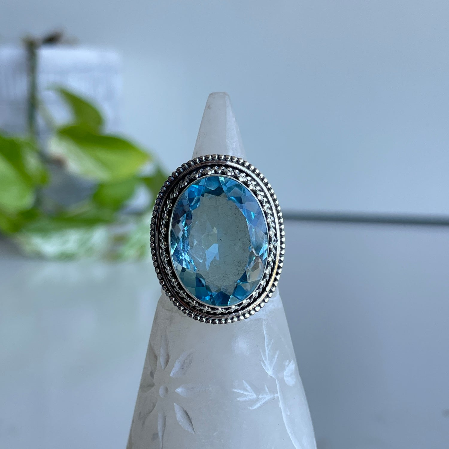 Blue Topaz Oval Ring Sz7