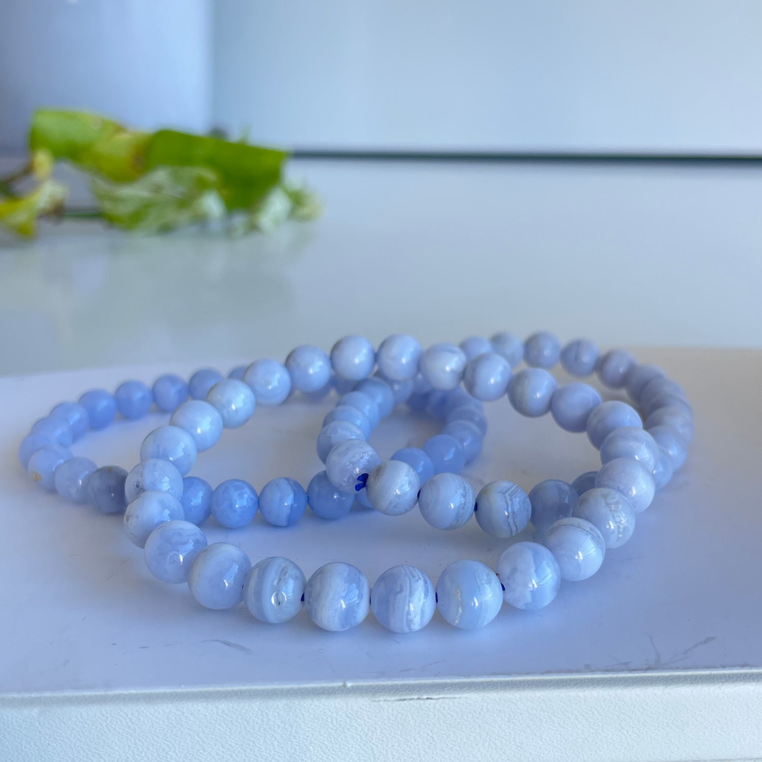 Blue Lace Agate Beaded Bracelet