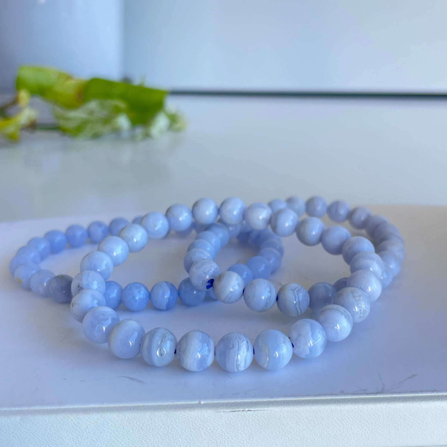 Blue Lace Agate Beaded Bracelet