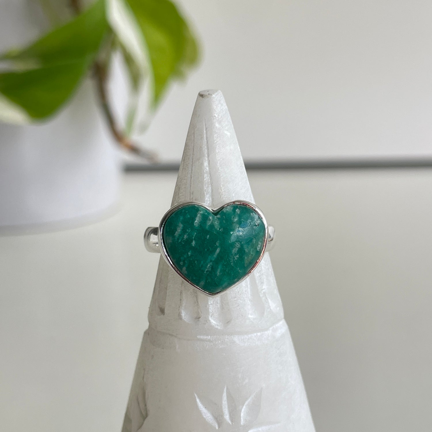 Amazonite Heart Ring Sz7.5