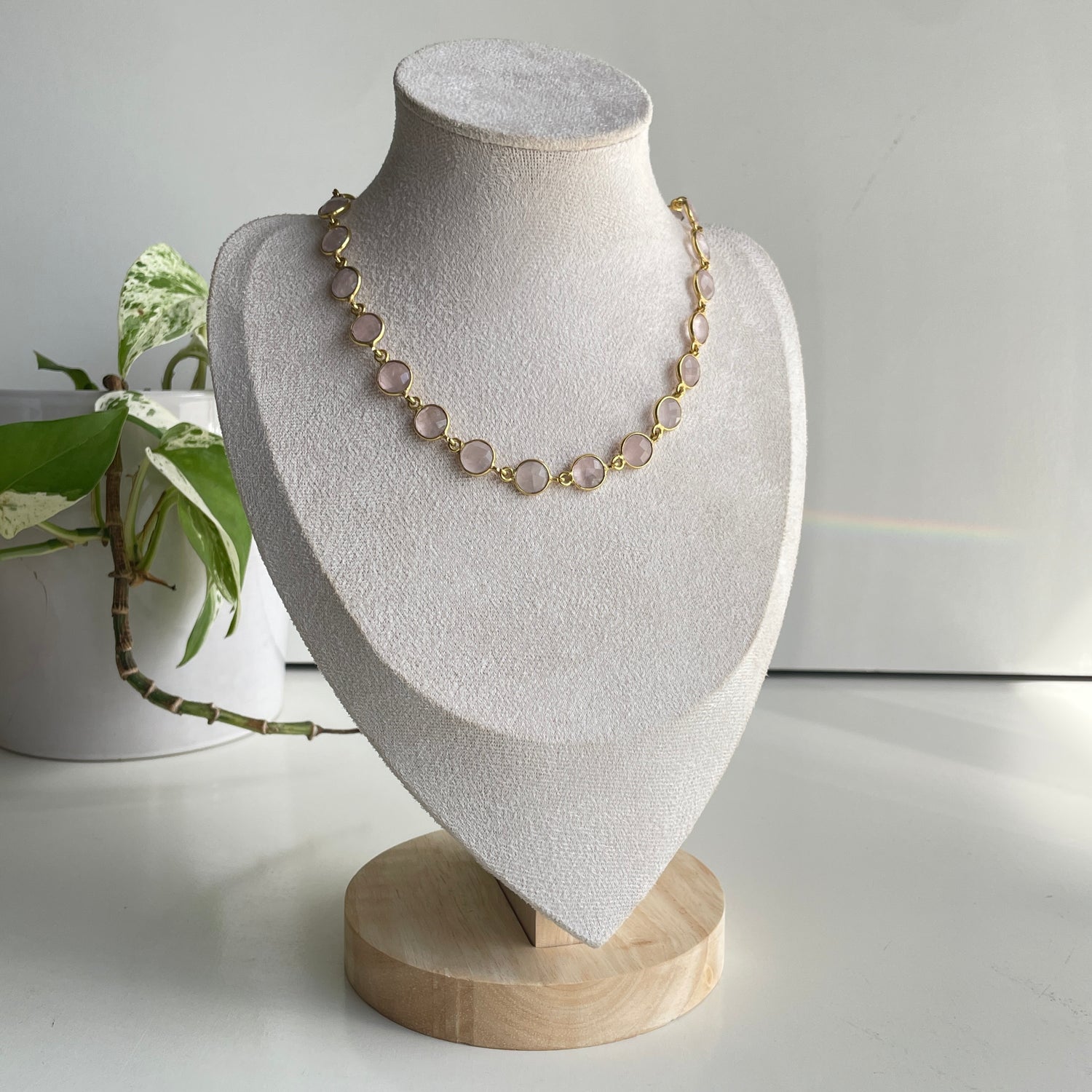 Rose Quartz 18ct Gold Plated Necklace