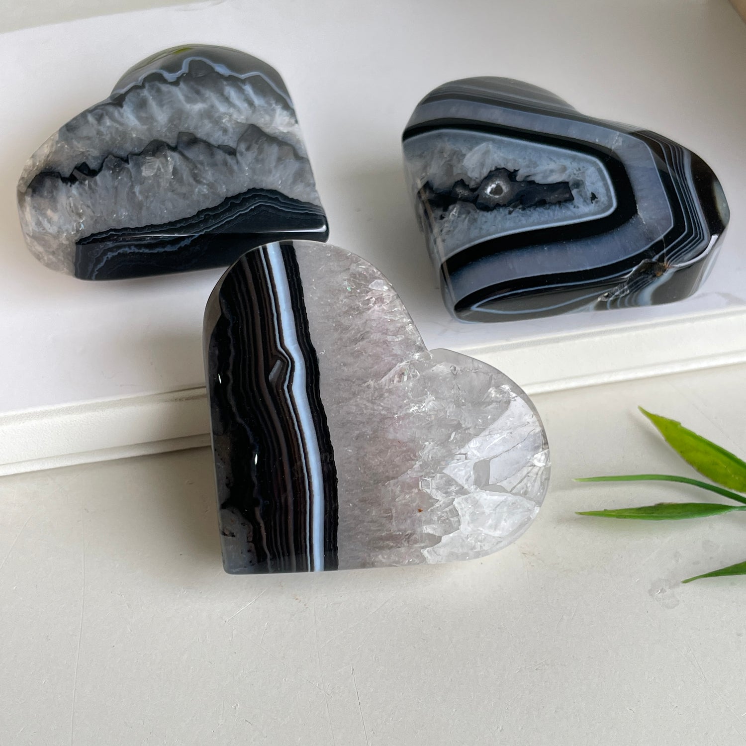 Black Agate Hearts