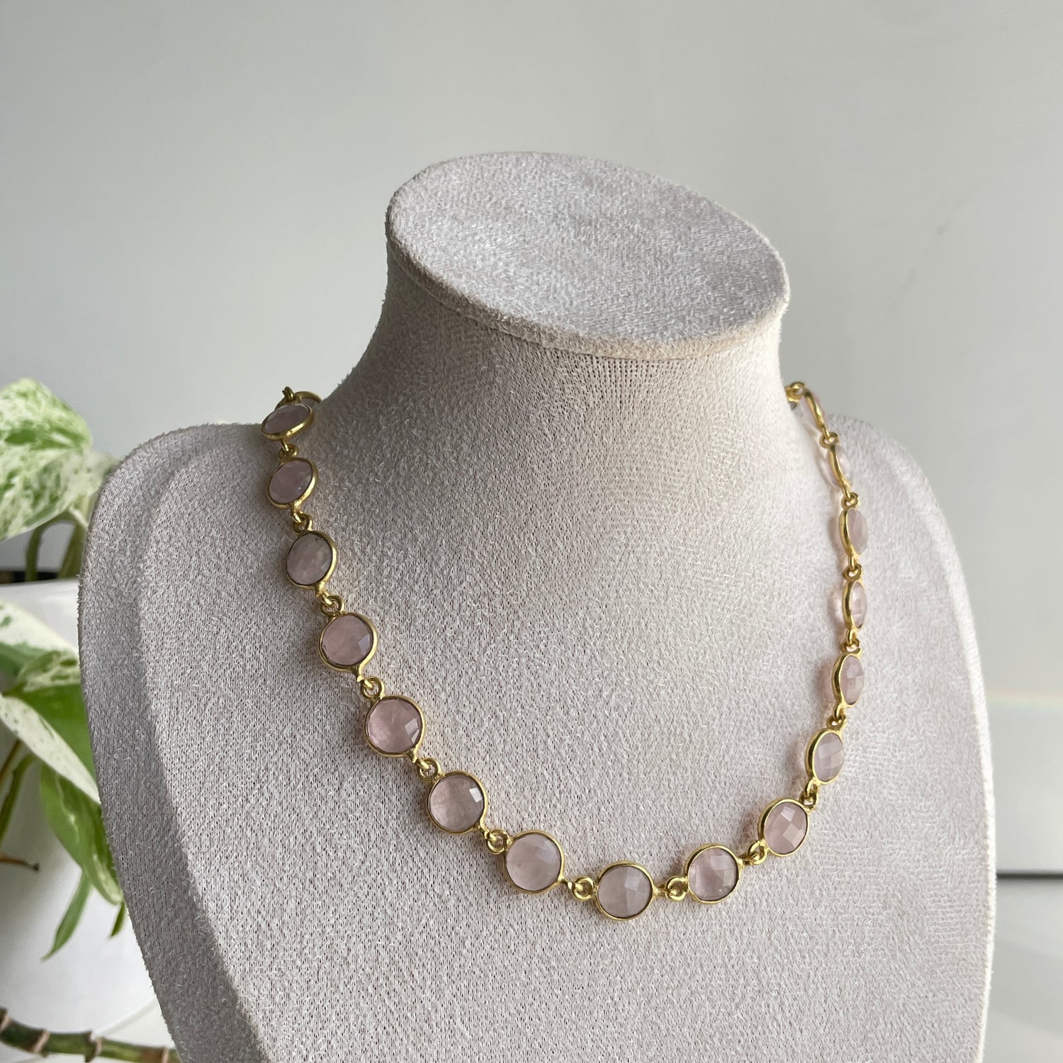 Rose Quartz 18ct Gold Plated Necklace