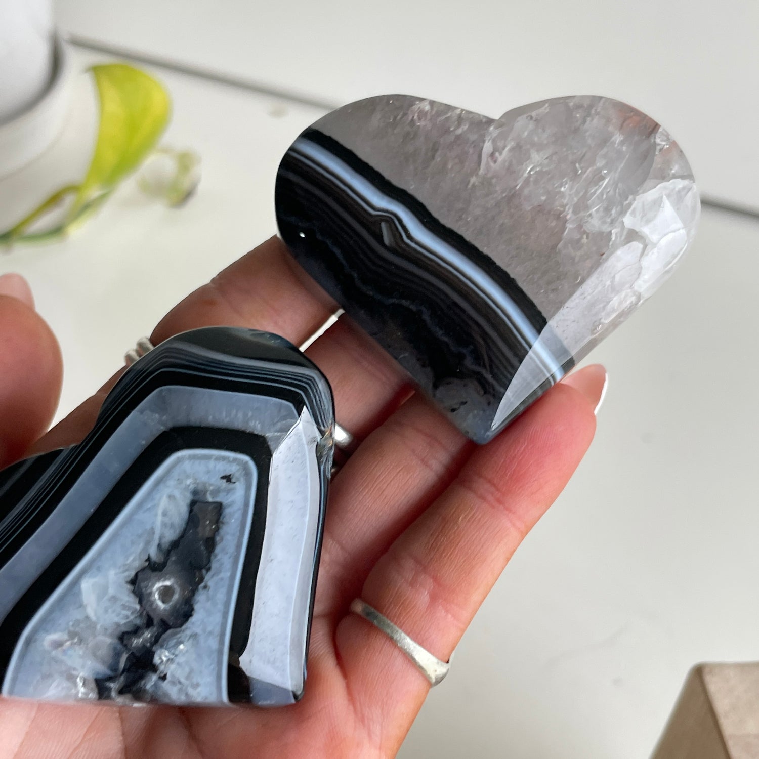 Black Agate Hearts