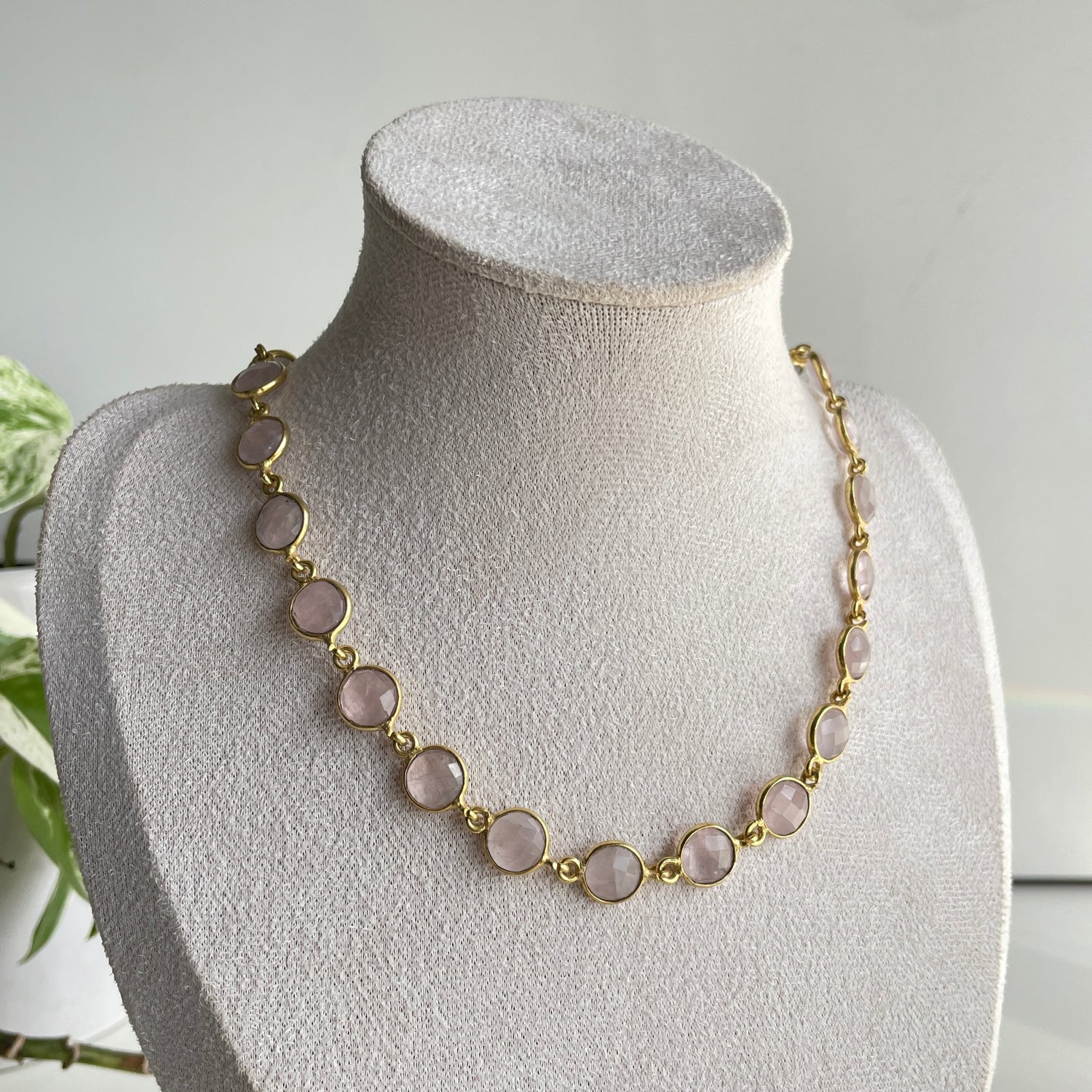 Rose Quartz 18ct Gold Plated Necklace