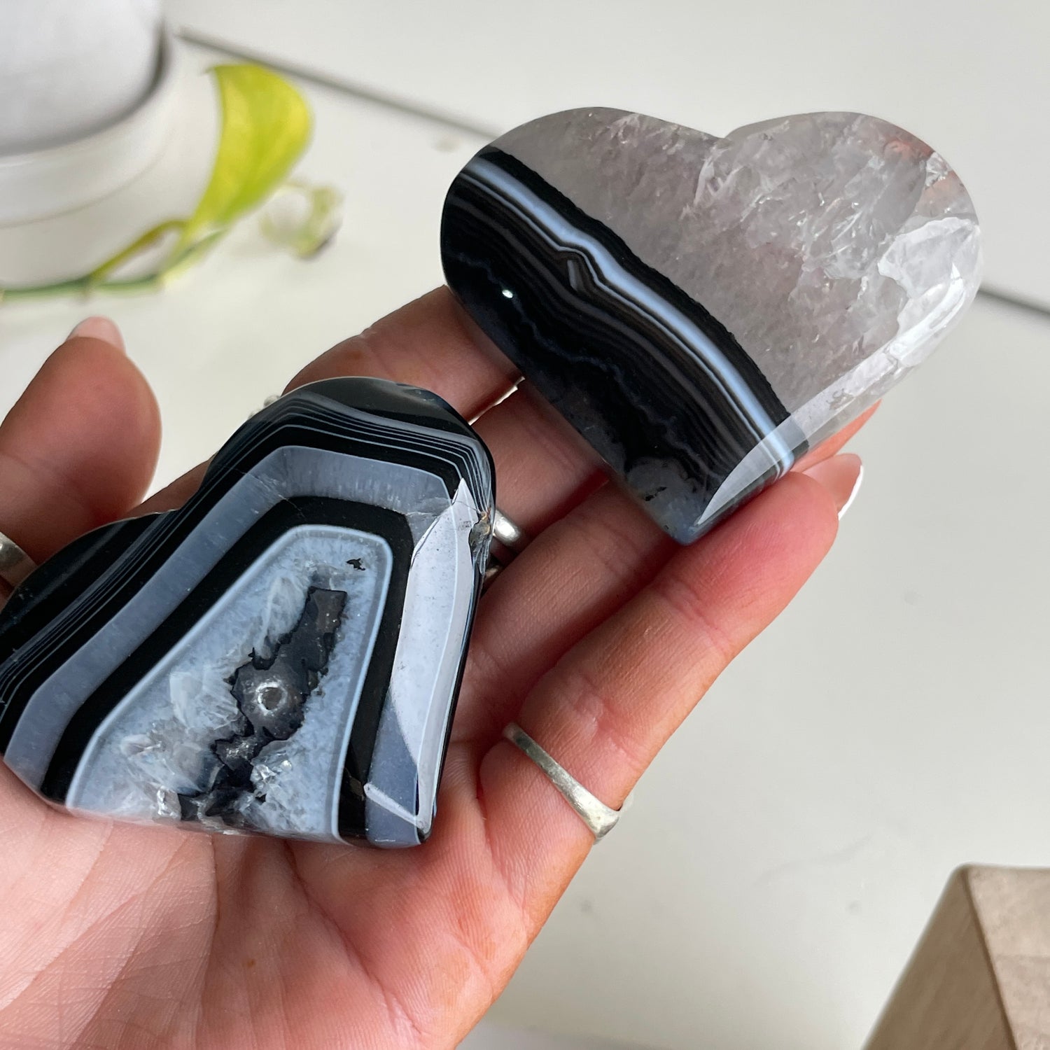 Black Agate Hearts