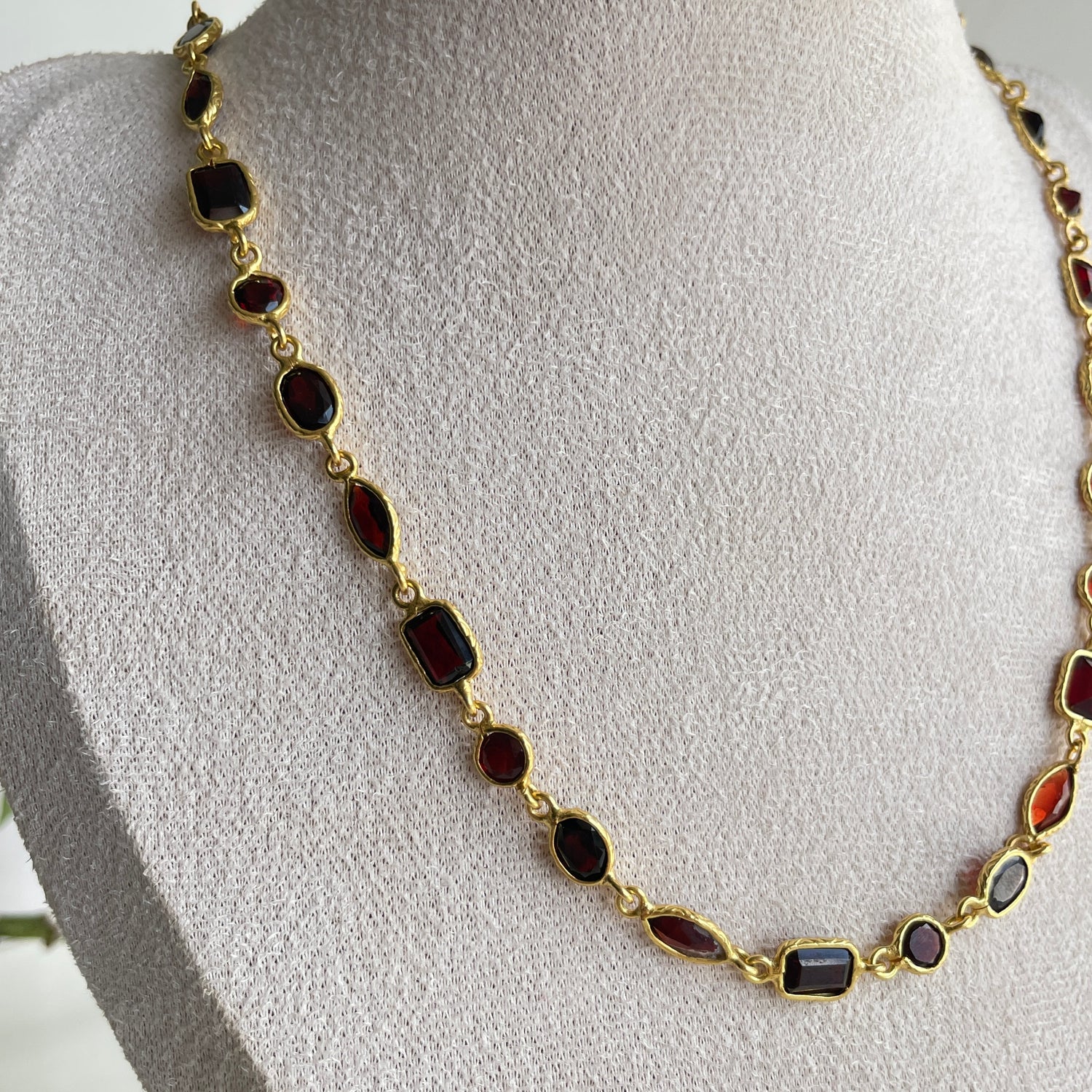 Garnet 18ct Gold Plated Necklace