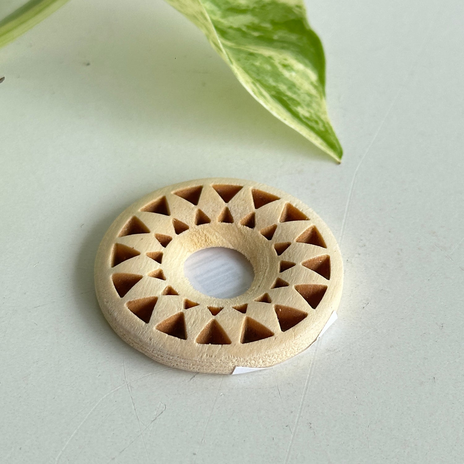 Carved Wooden Sphere Stand Small
