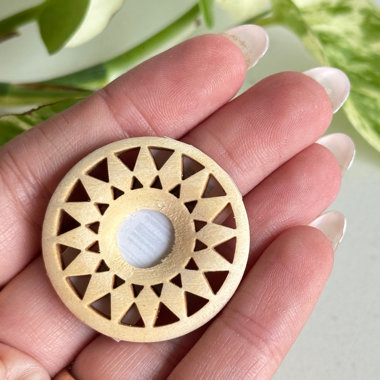 Carved Wooden Sphere Stand Small