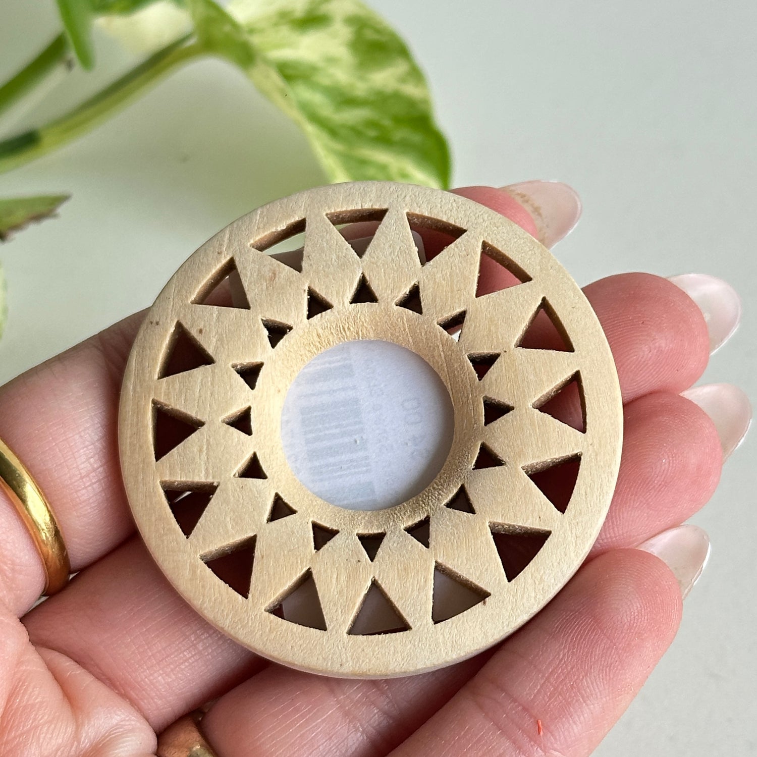 Carved Wooden Sphere Stand Medium
