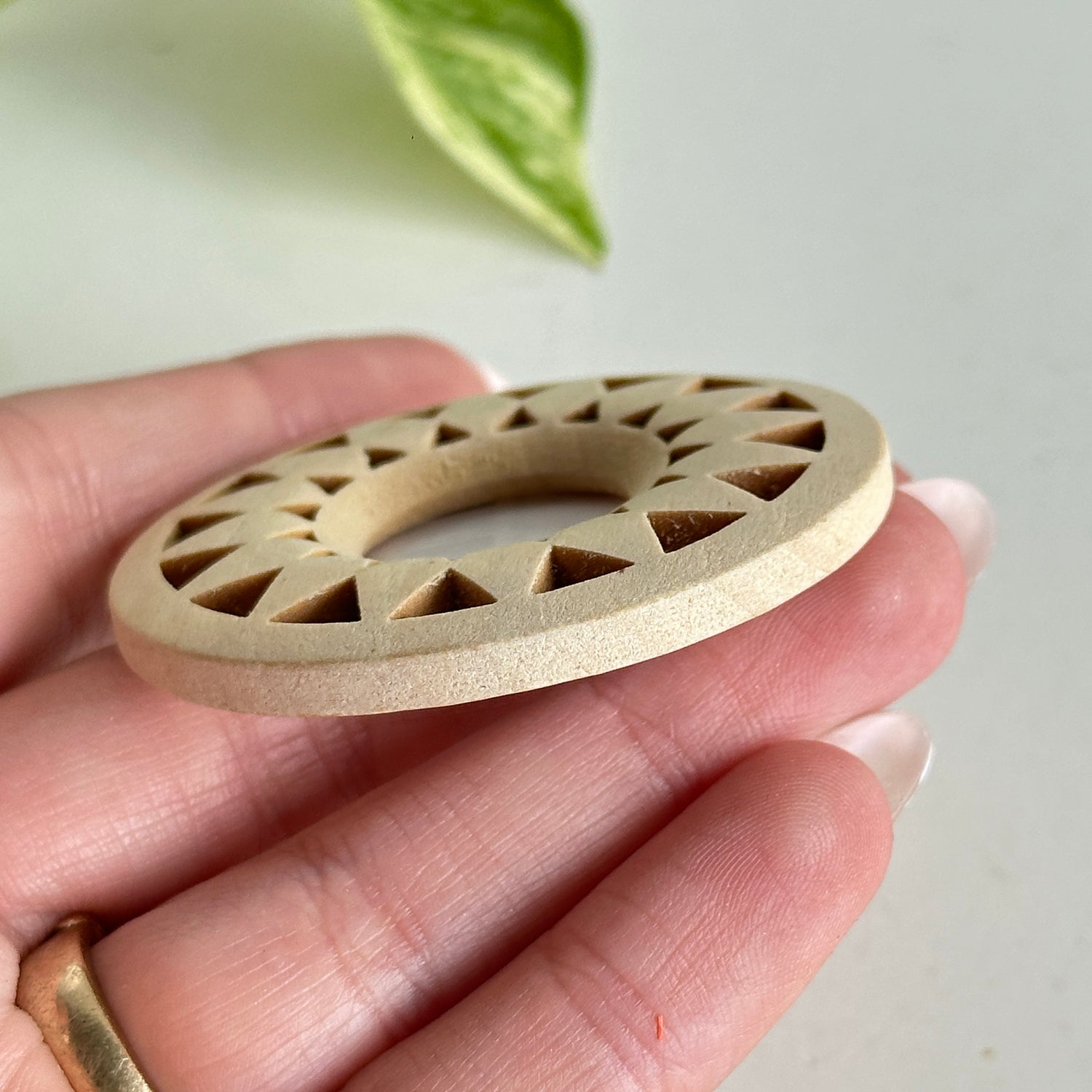 Carved Wooden Sphere Stand Medium
