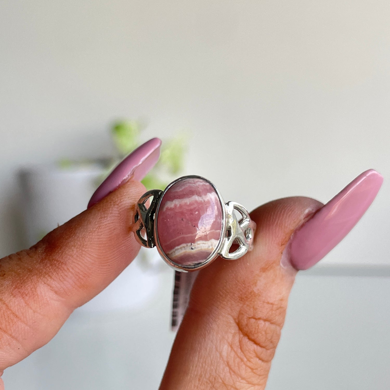 Rhodochrosite Oval Ring Sz8