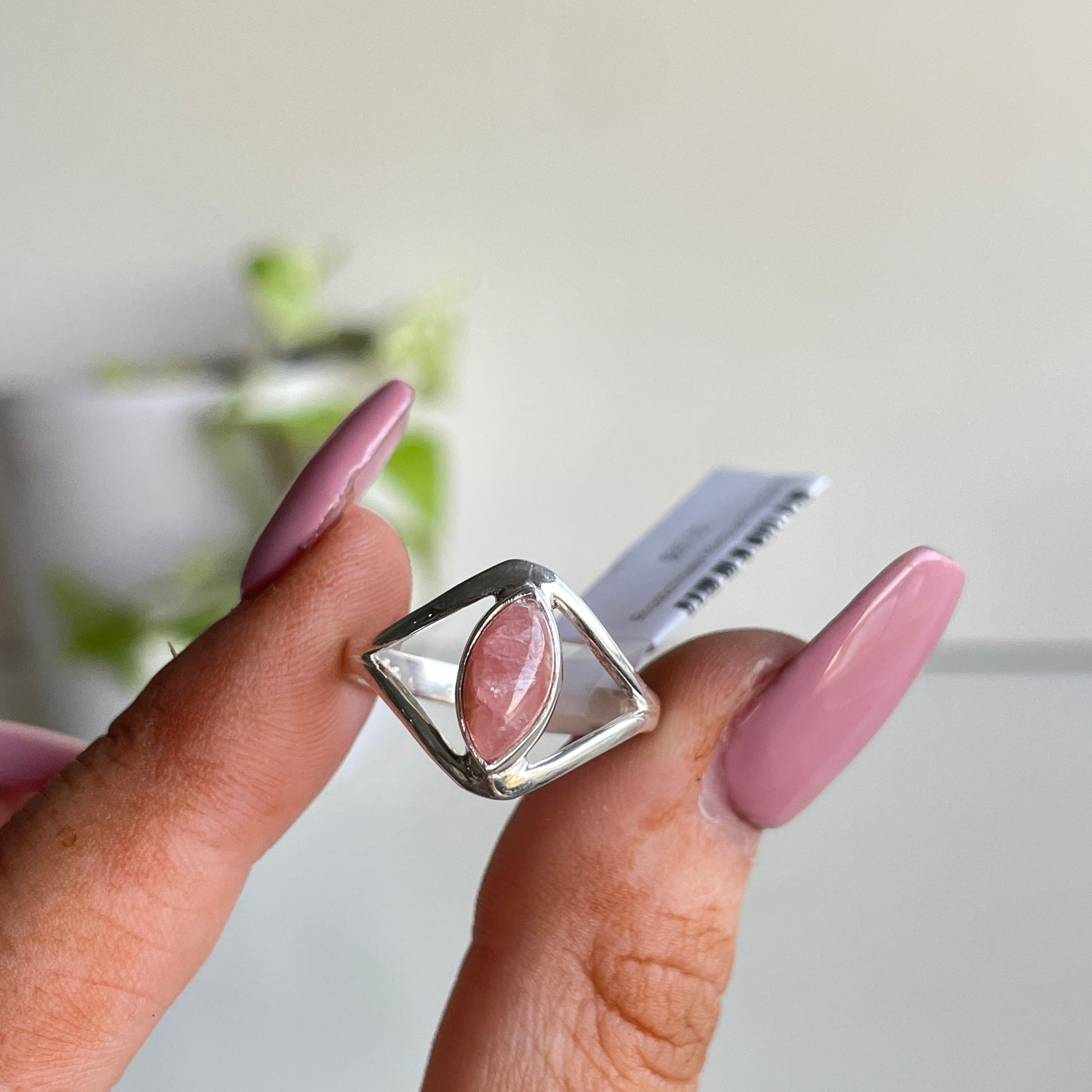 Rhodochrosite Marquise Ring Sz7.5