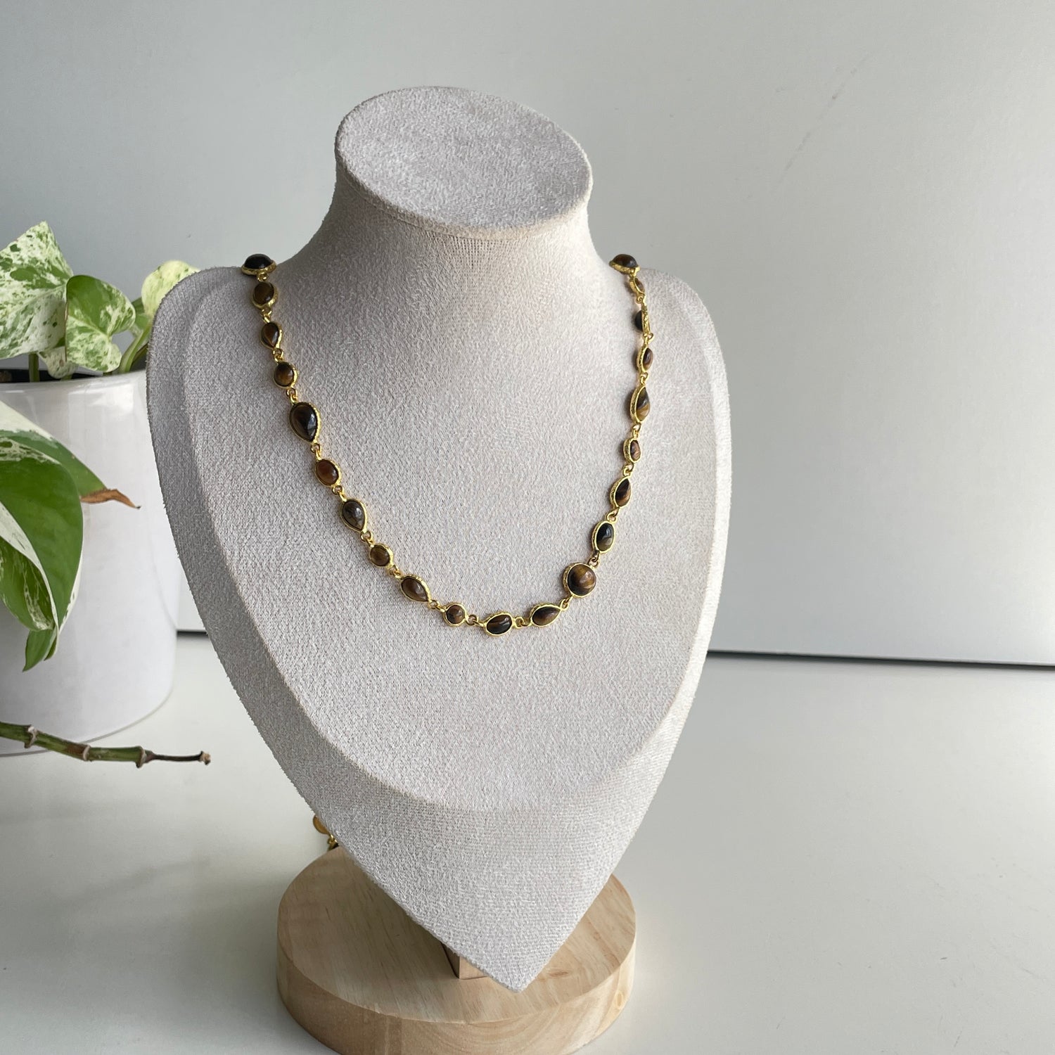 Tigers Eye 18ct Gold Plated Necklace