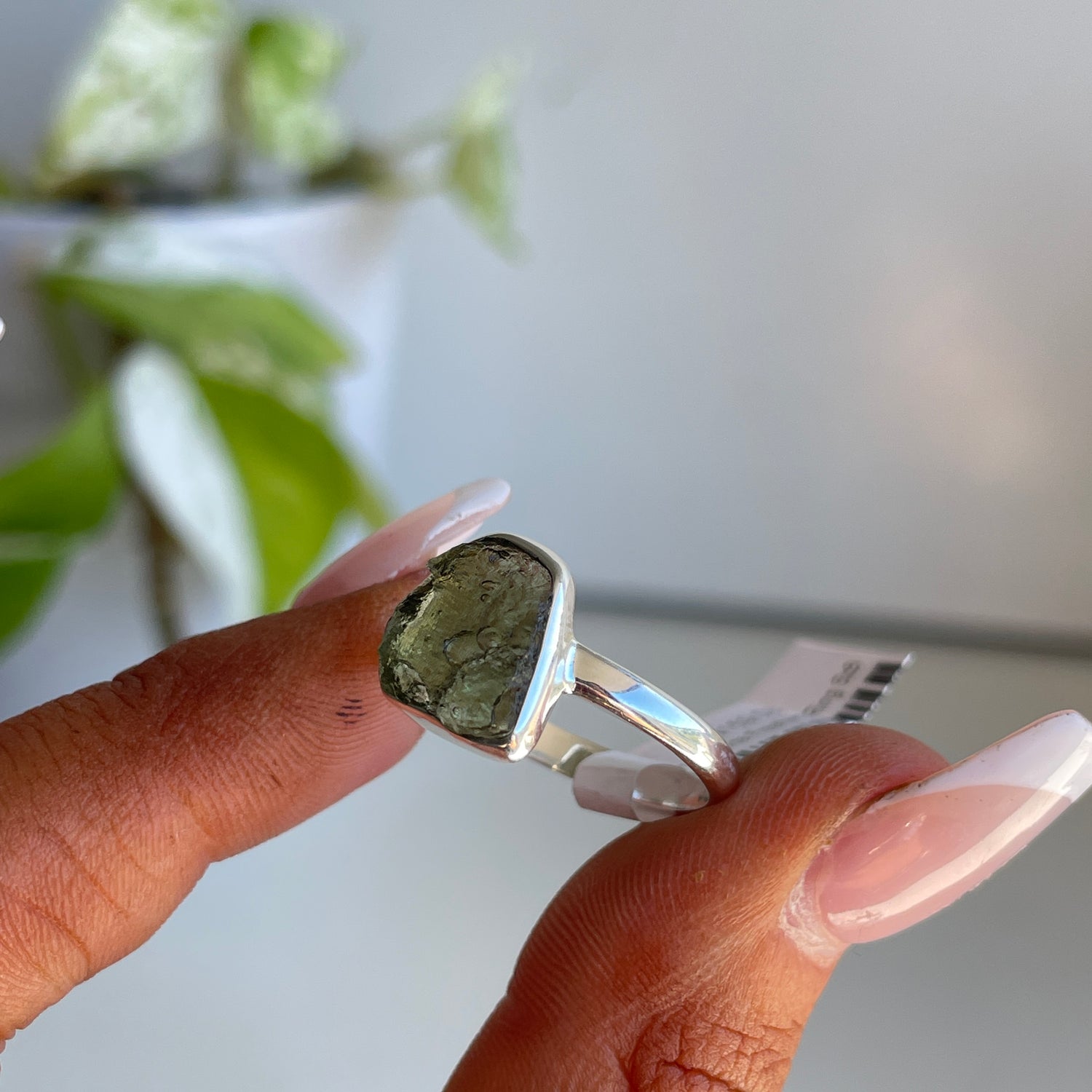 Moldavite Freeform Ring Sz9