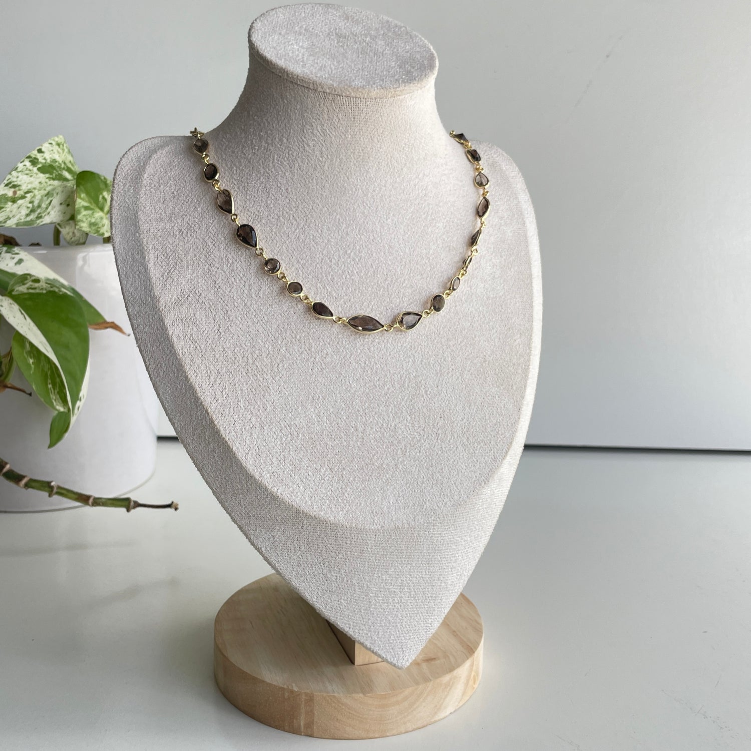 Smoky Quartz 18ct Gold Plated Necklace