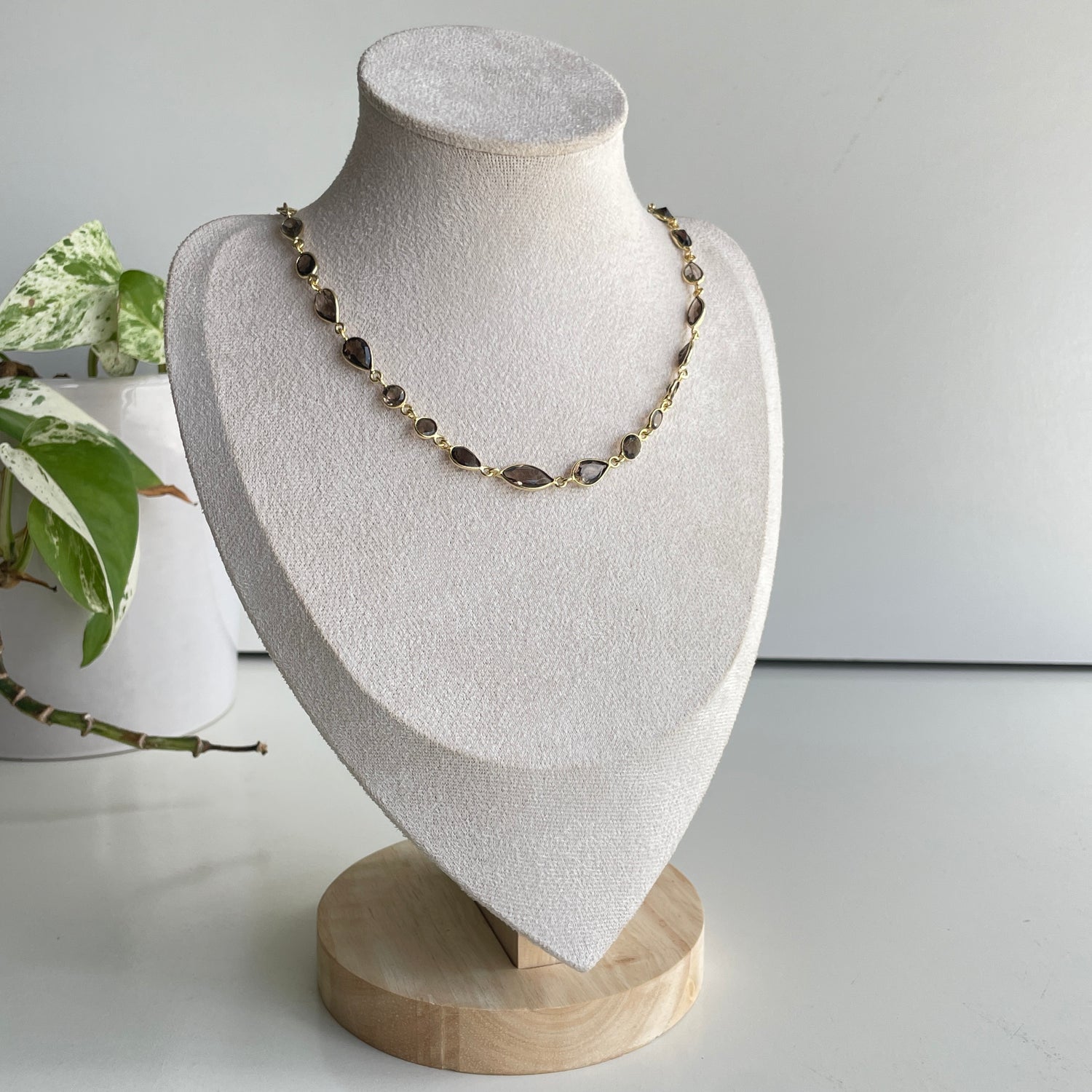 Smoky Quartz 18ct Gold Plated Necklace