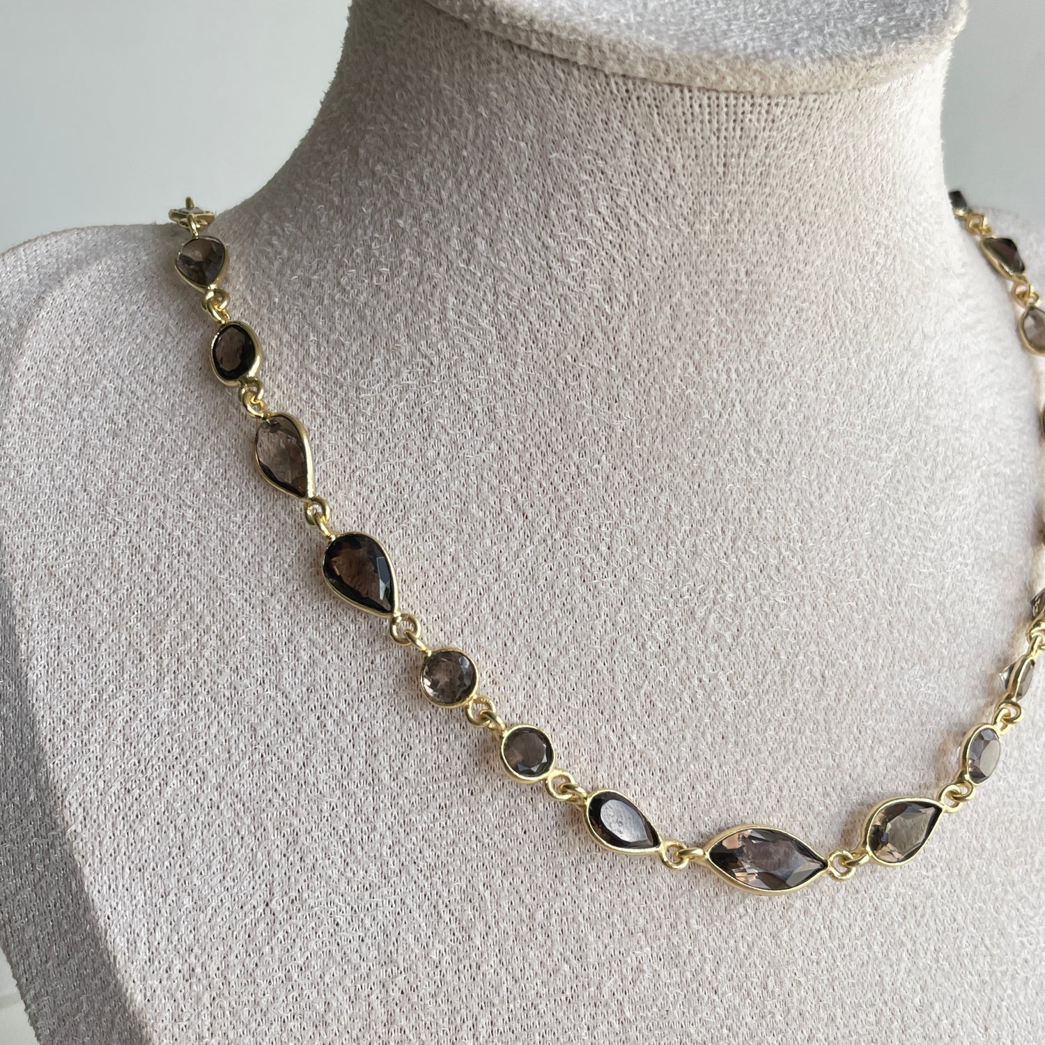 Smoky Quartz 18ct Gold Plated Necklace
