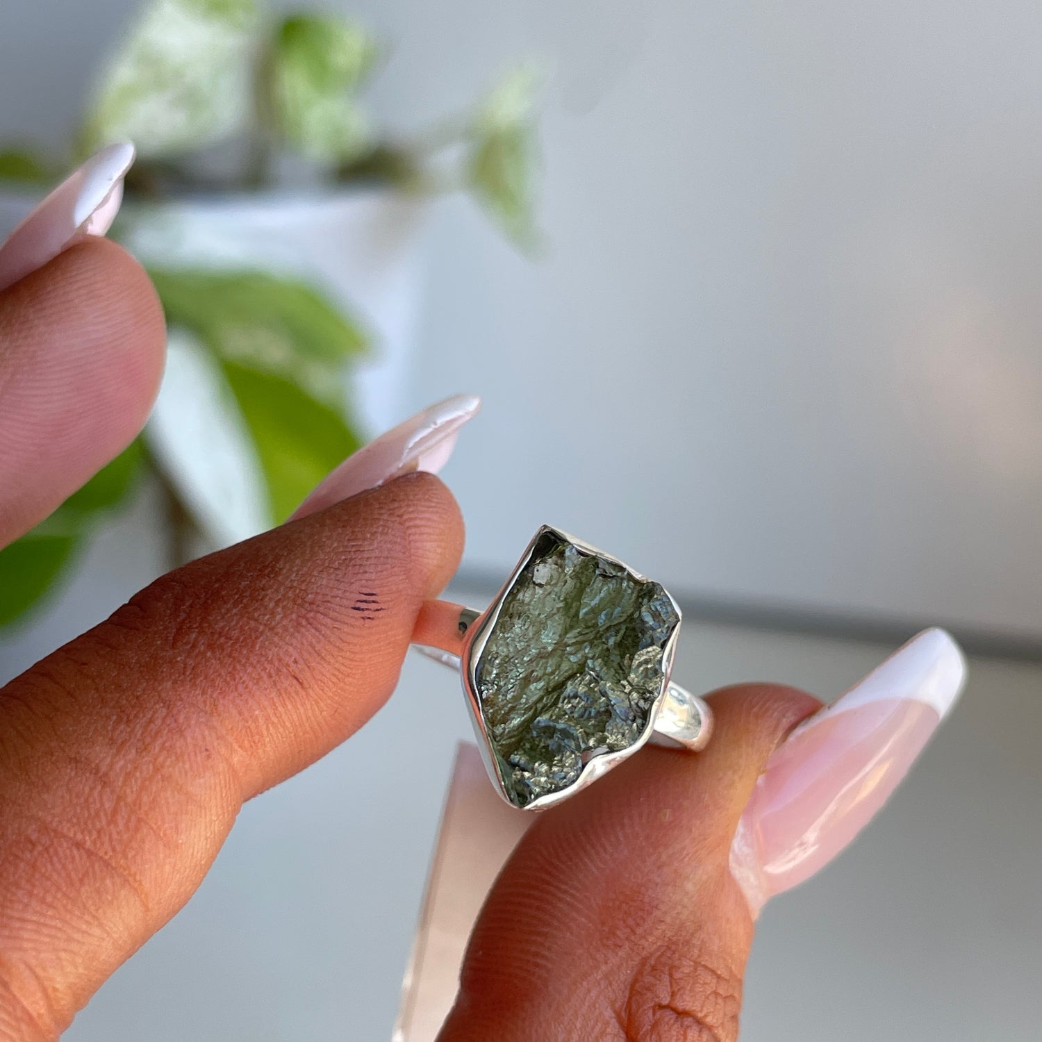 Moldavite Freeform Ring Sz6.5