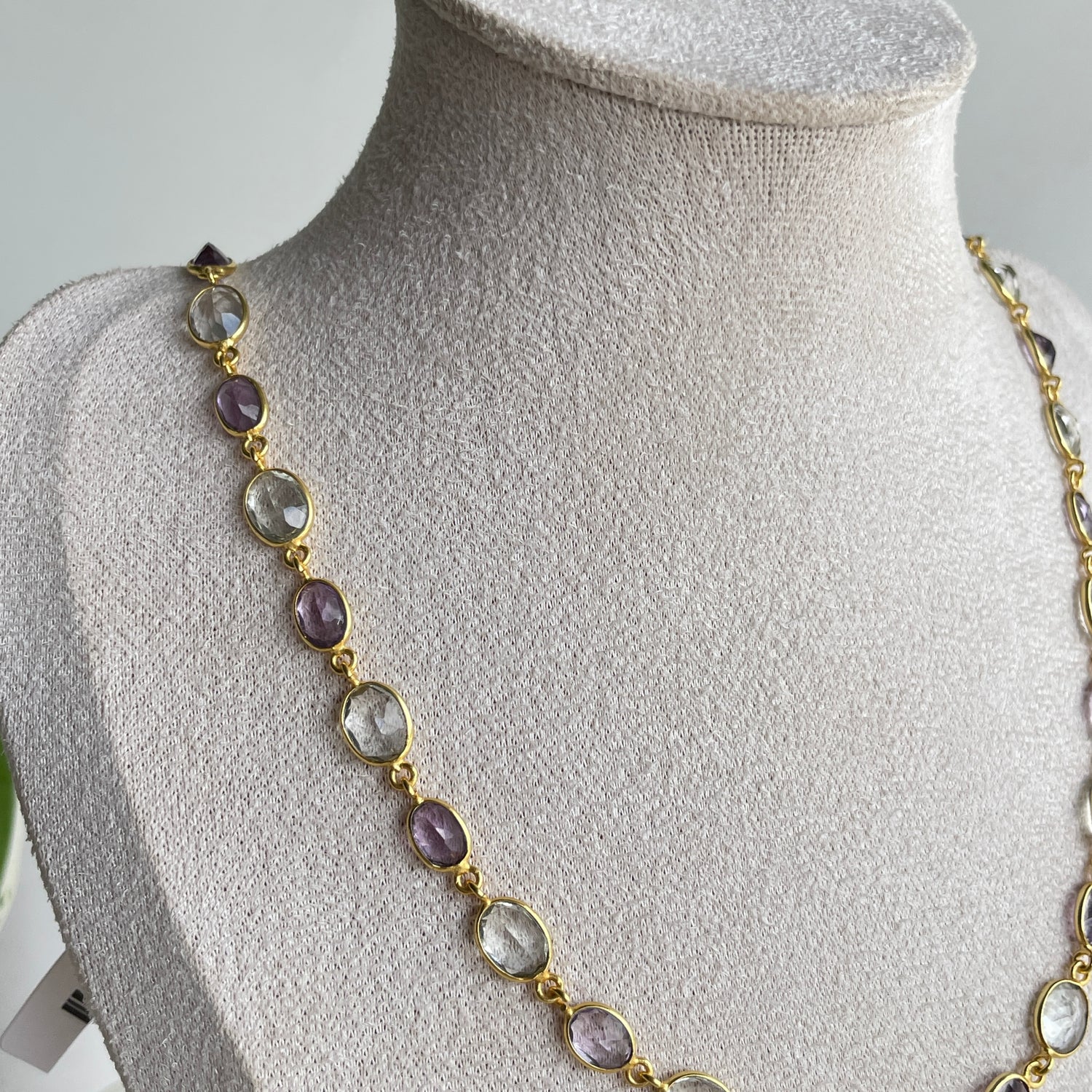 Amethyst Blue Topaz 18ct Gold Plated Necklace