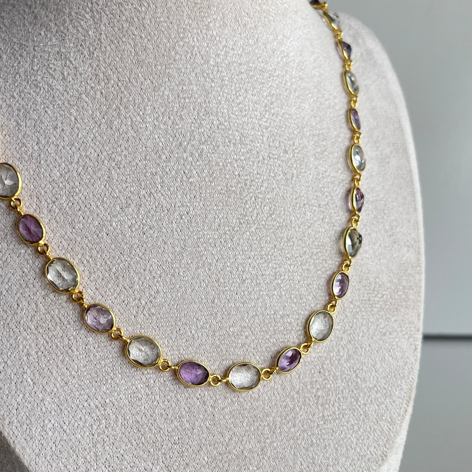 Amethyst Blue Topaz 18ct Gold Plated Necklace