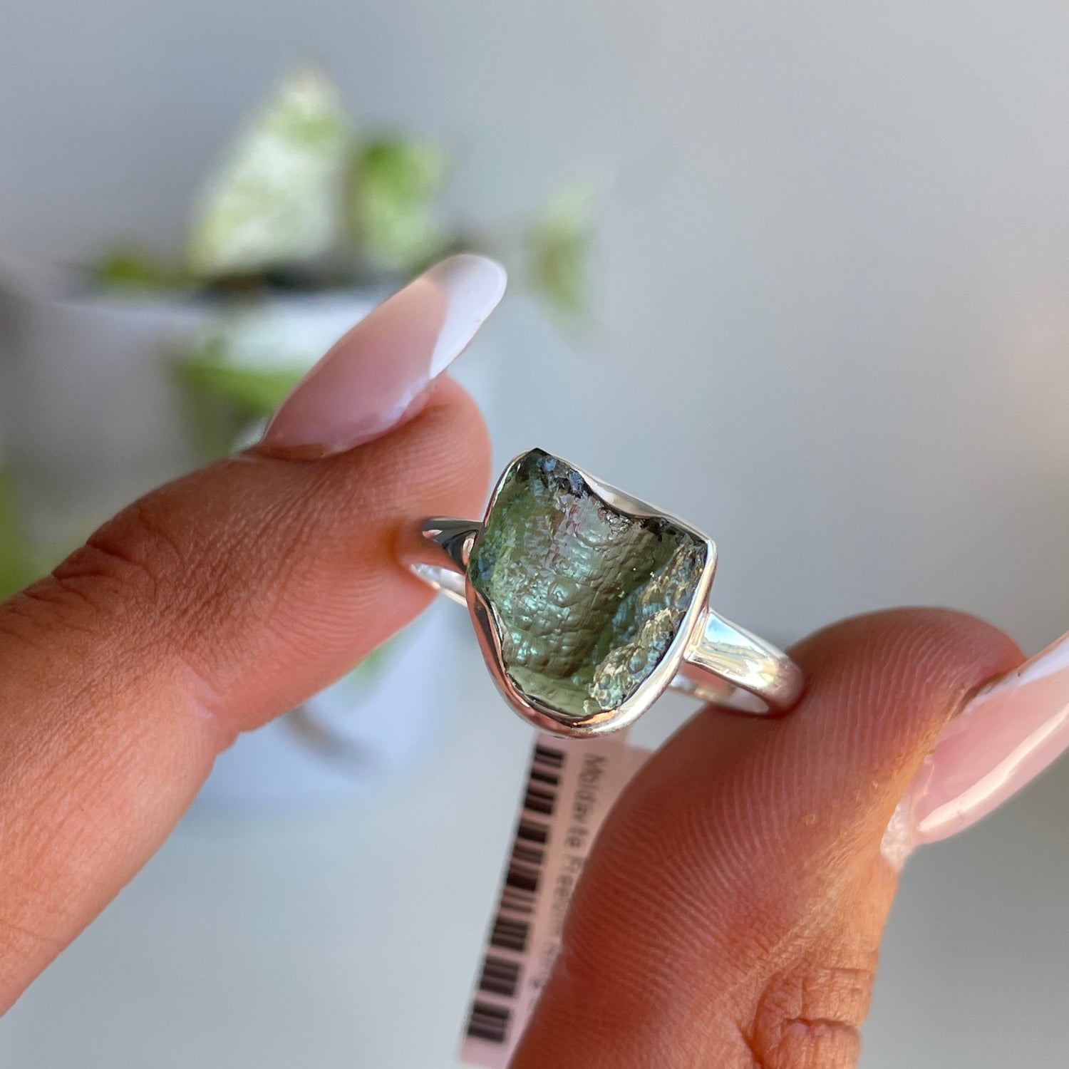 Moldavite Freeform Ring Sz10