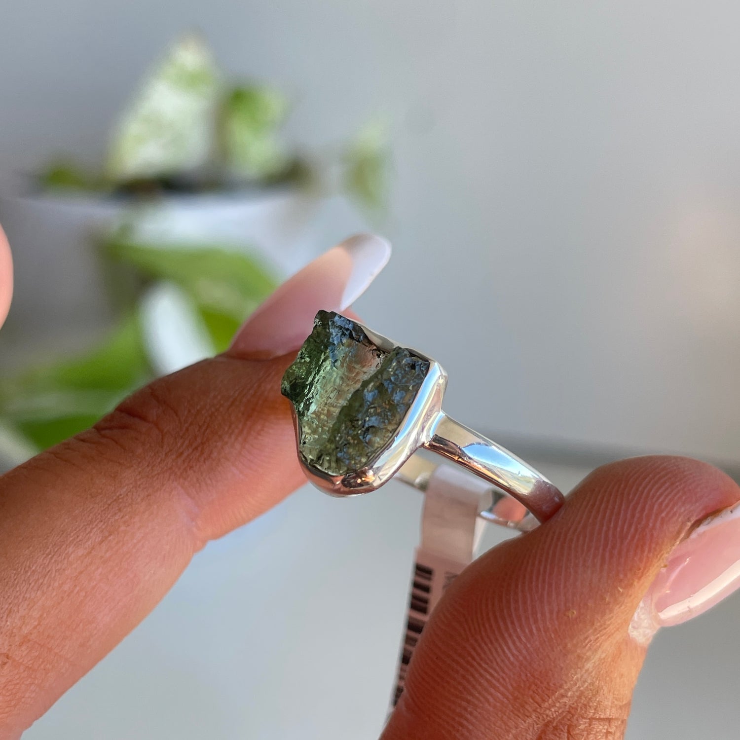Moldavite Freeform Ring Sz10
