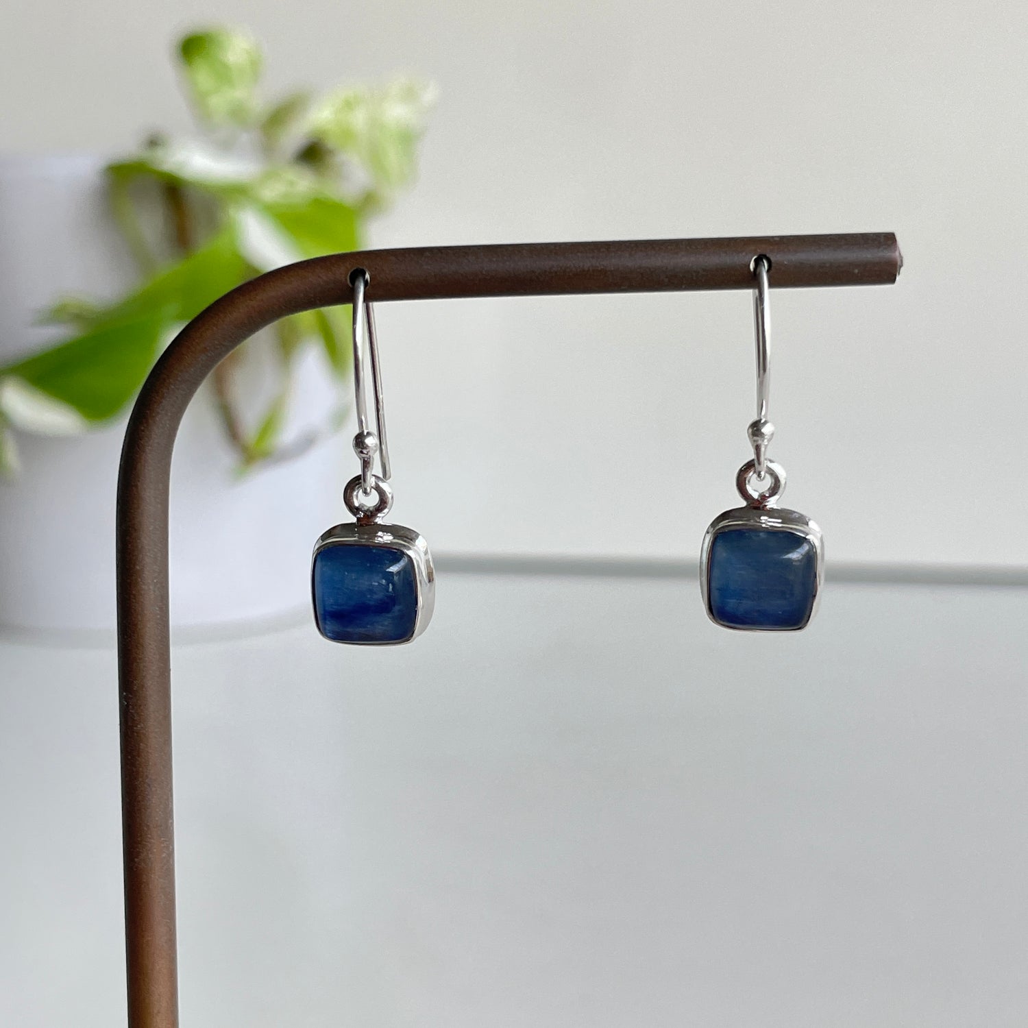Blue Kyanite Square Earrings