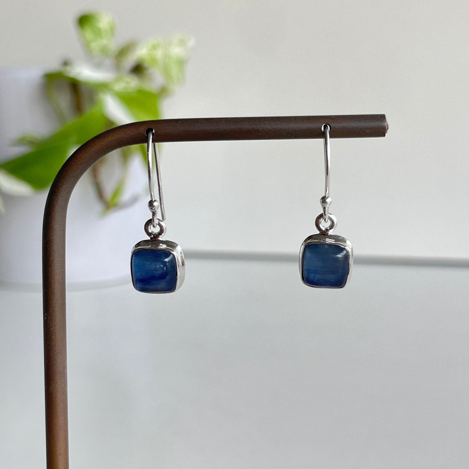 Blue Kyanite Square Earrings