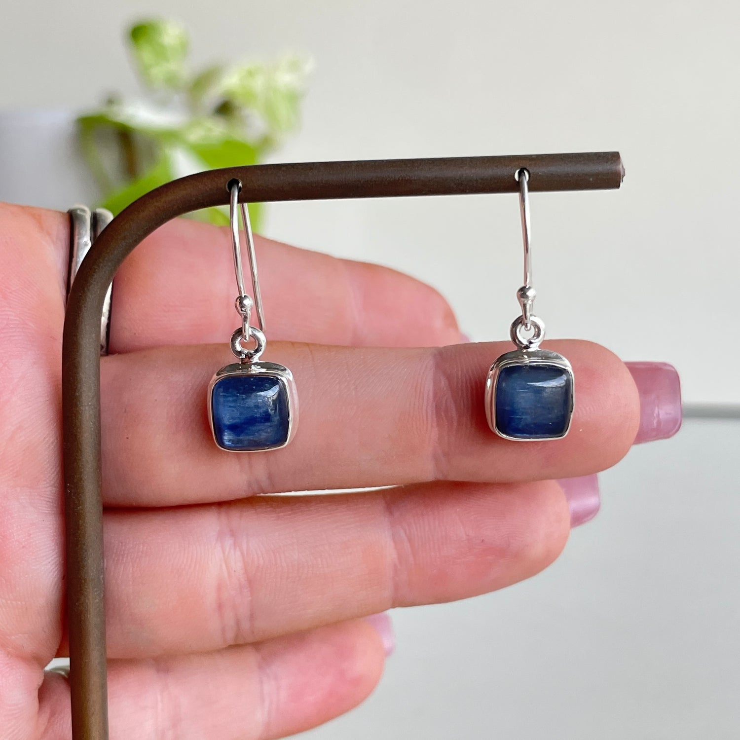 Blue Kyanite Square Earrings