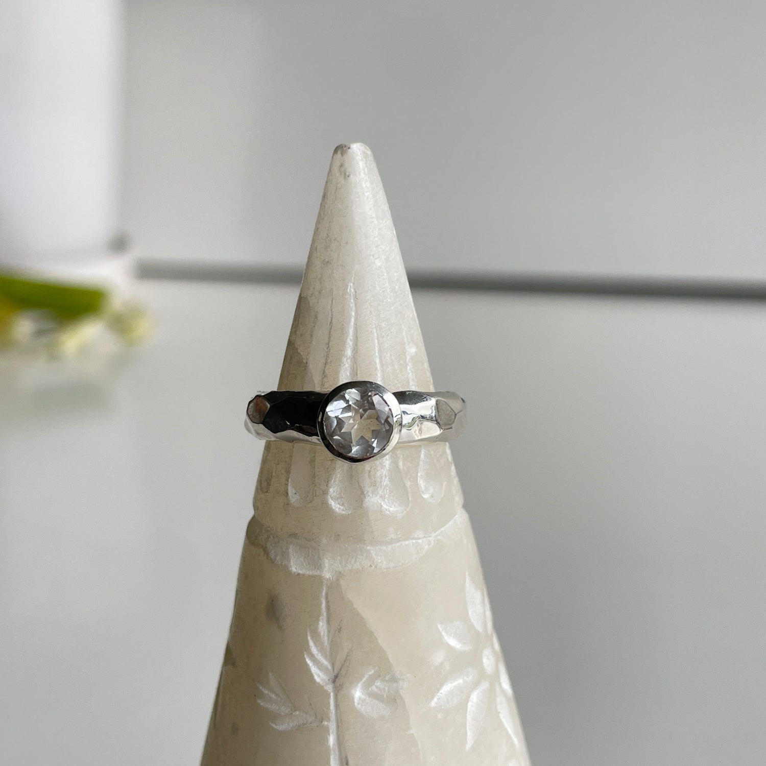 White Topaz Round Ring Sz8