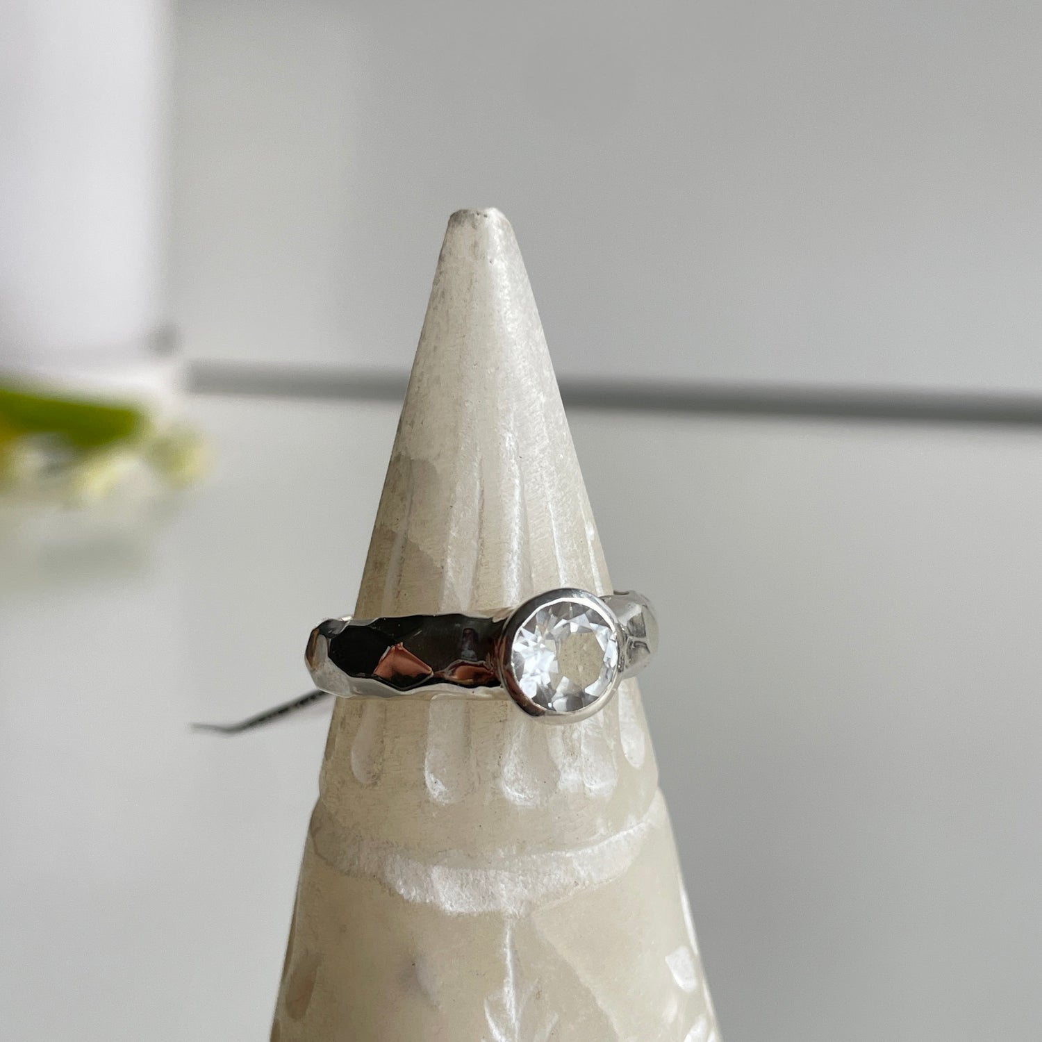 White Topaz Round Ring Sz8