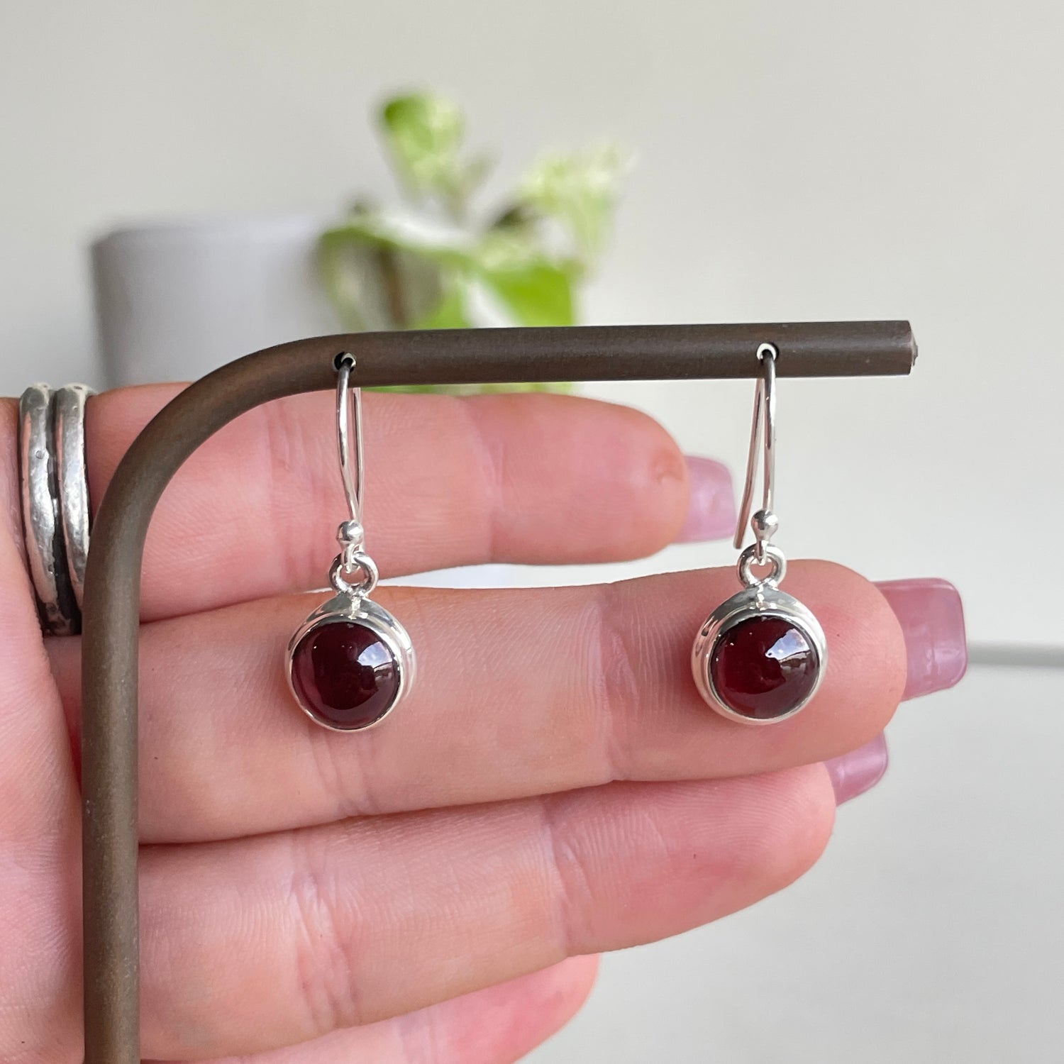 Garnet Round Earrings