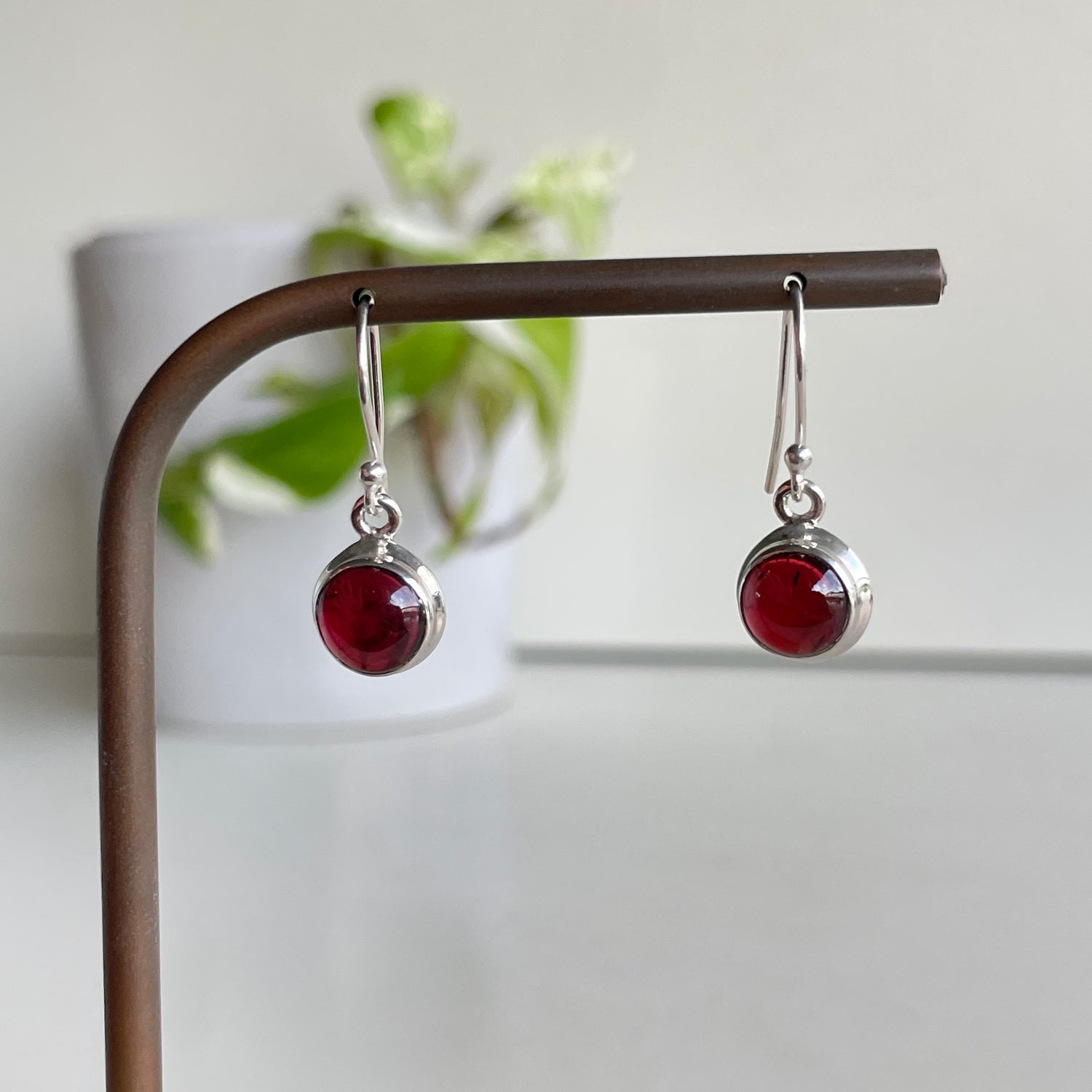 Garnet Round Earrings