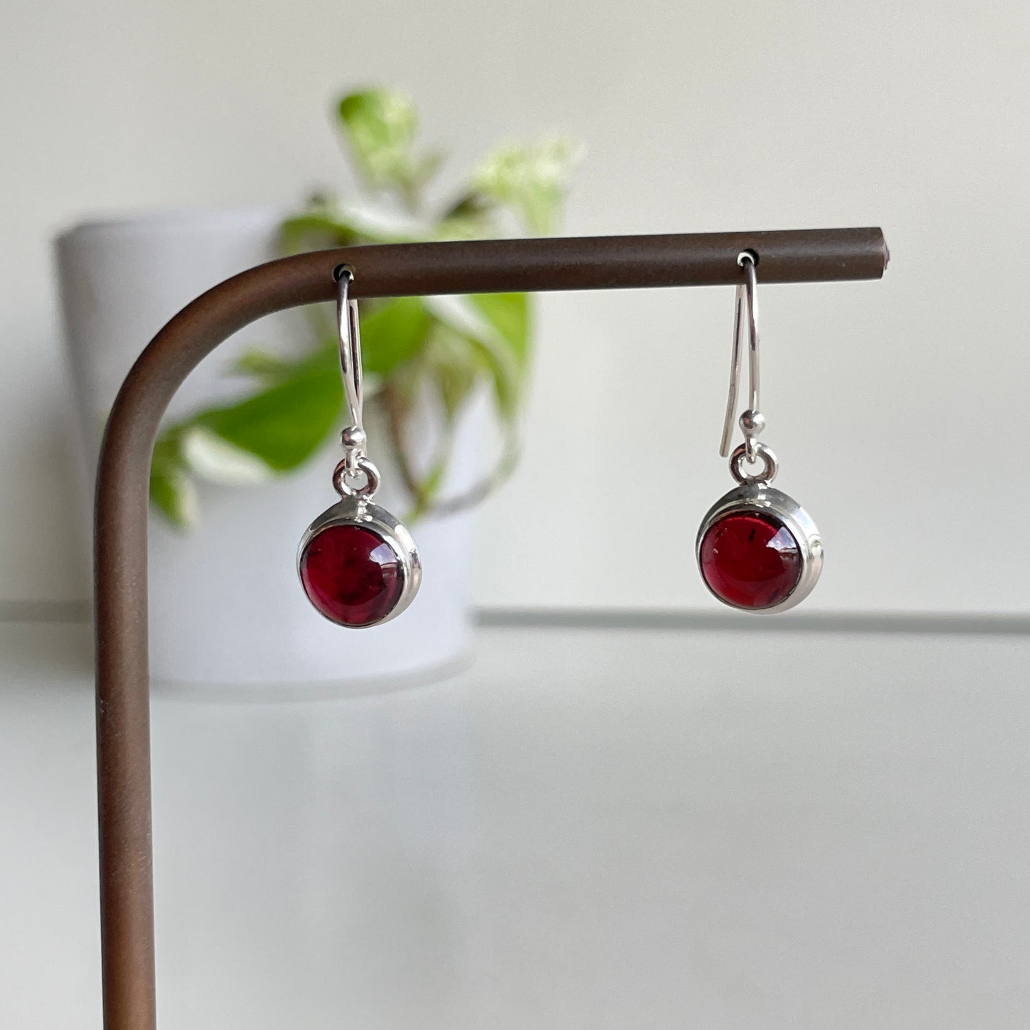 Garnet Round Earrings