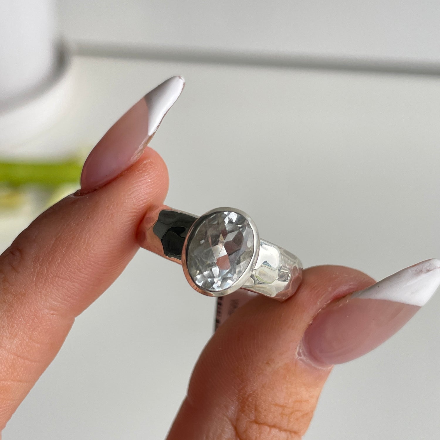 White Topaz Oval Ring Sz8