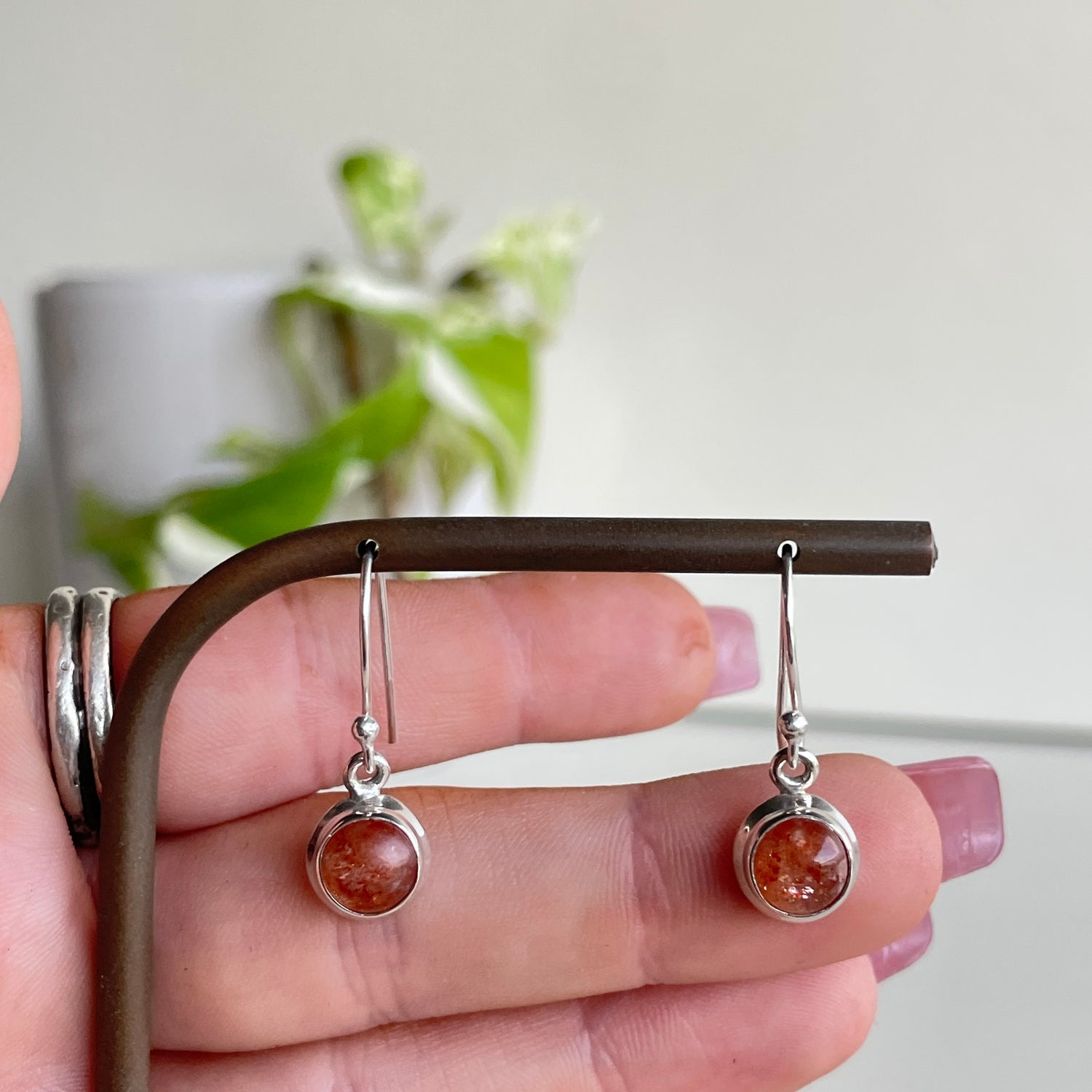 Sunstone Round Earrings