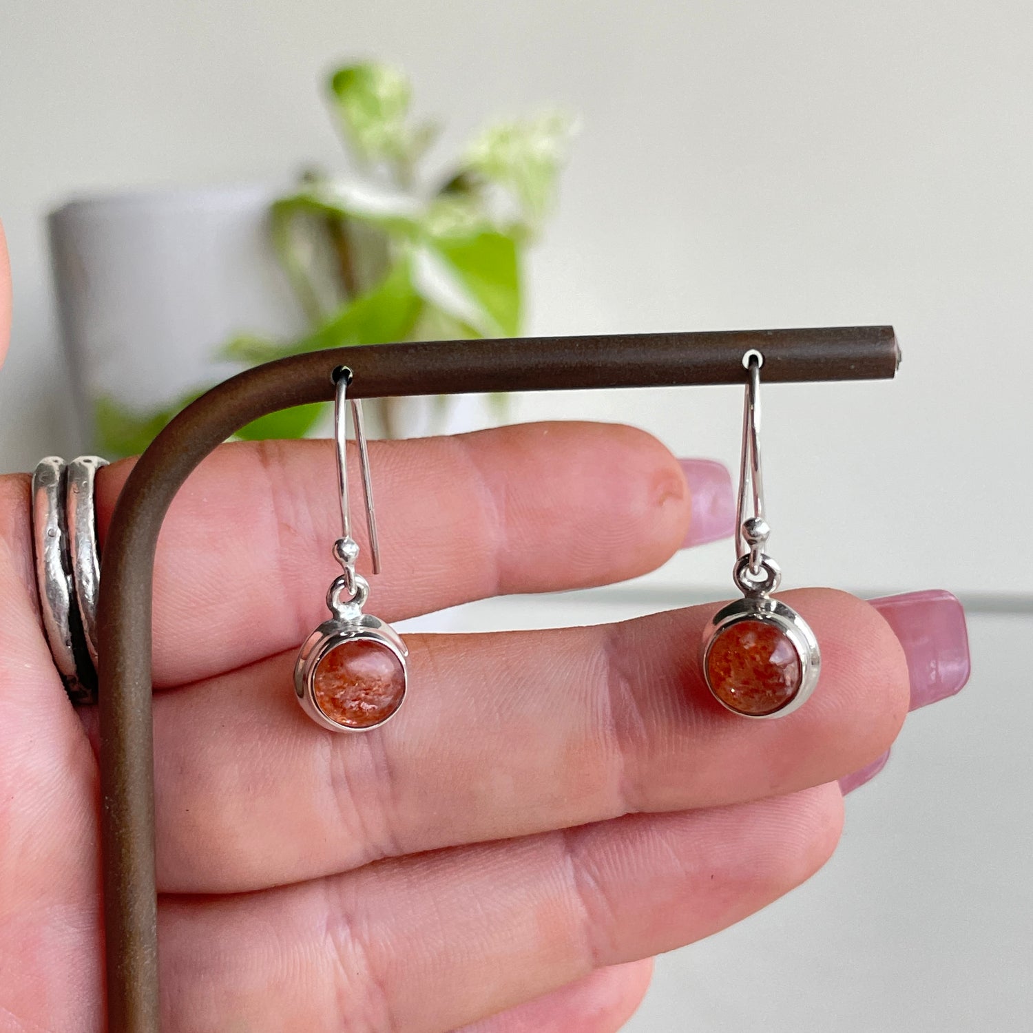 Sunstone Round Earrings