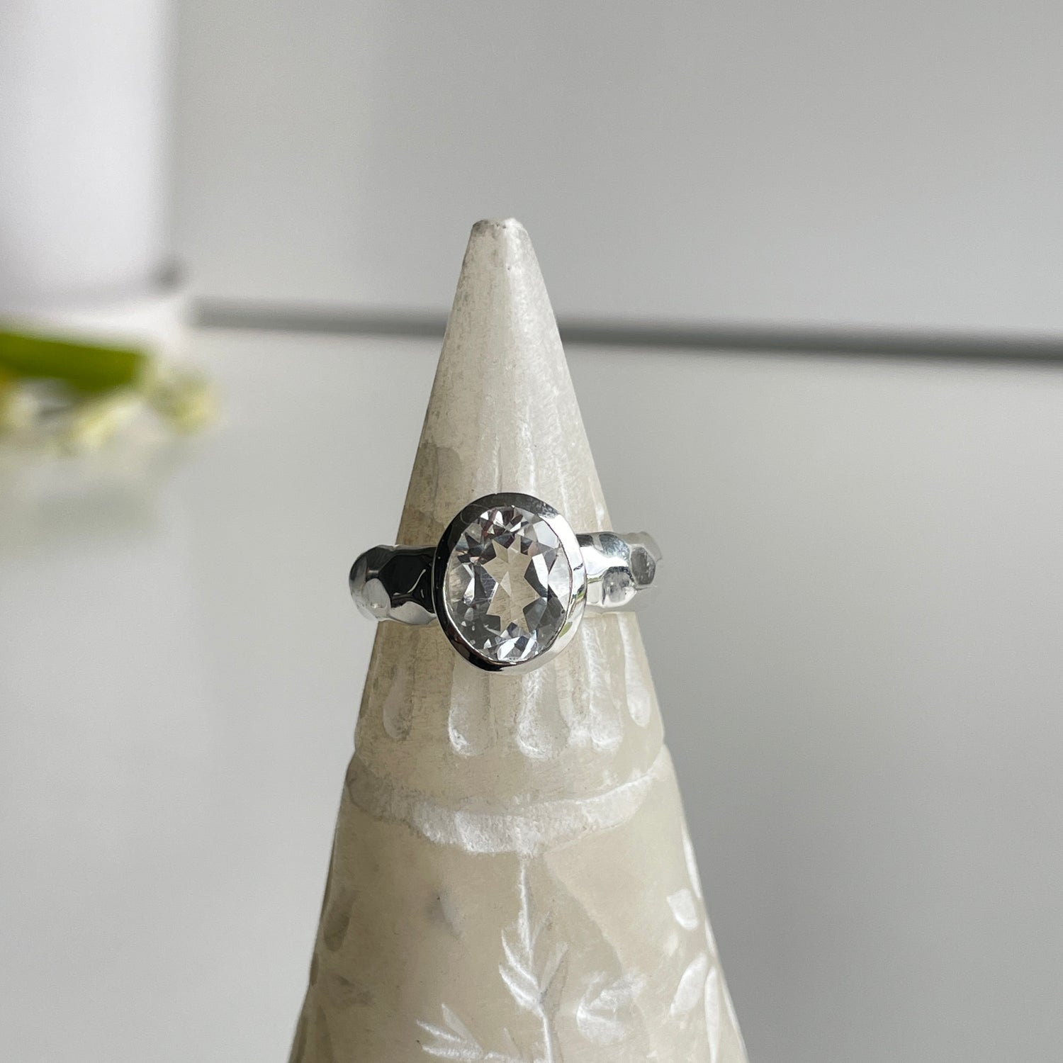 White Topaz Oval Ring Sz7