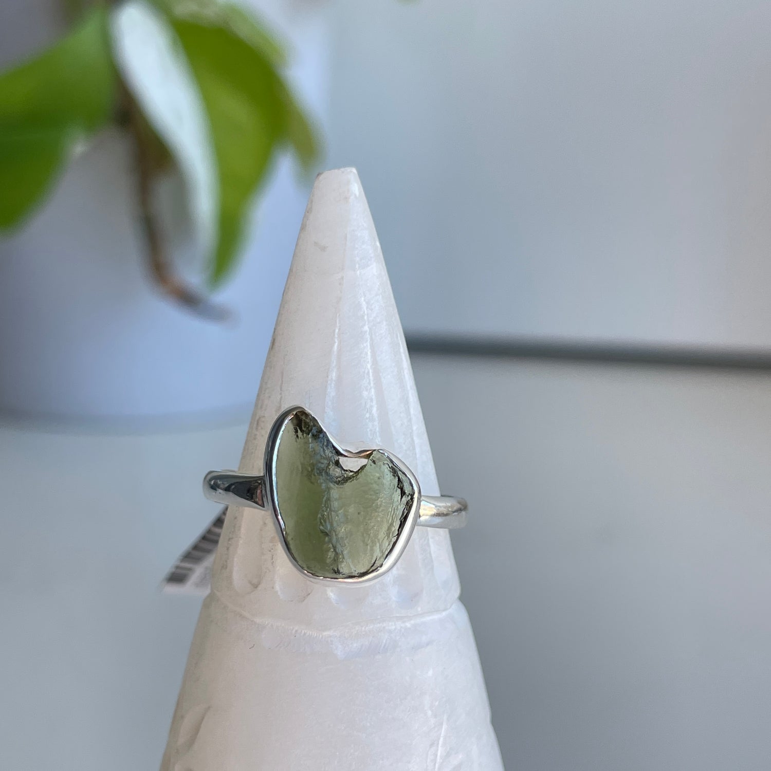 Moldavite Freeform Ring Sz10