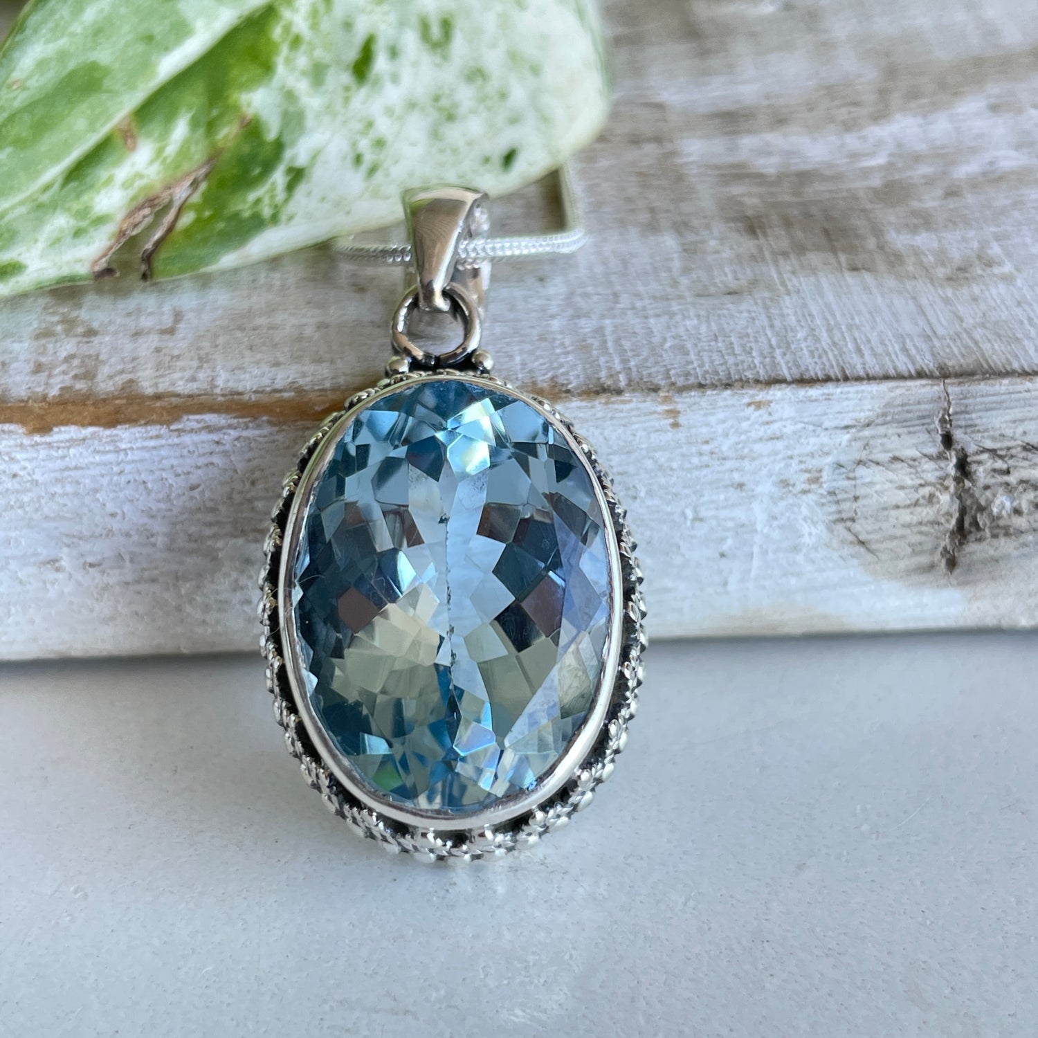 Blue Topaz Oval Pendant