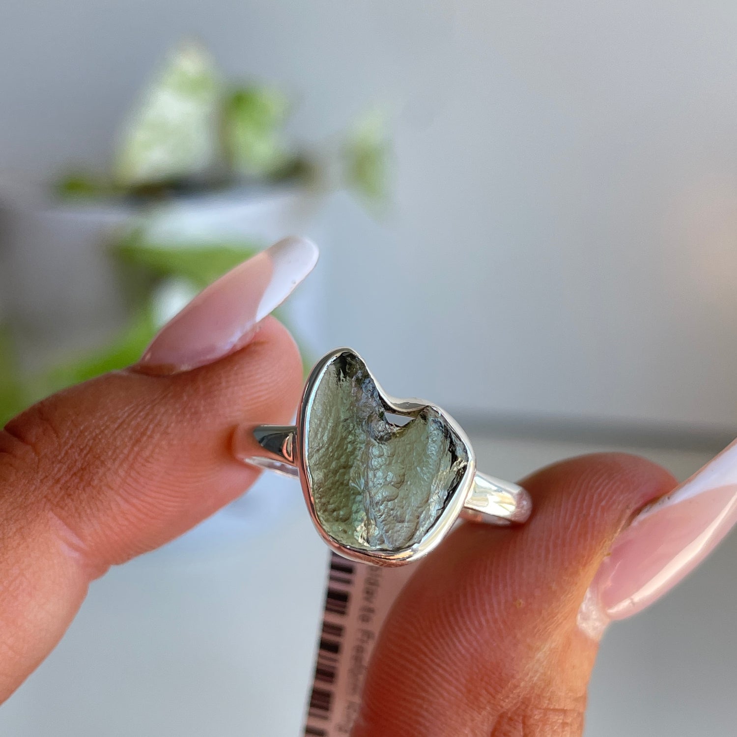 Moldavite Freeform Ring Sz10