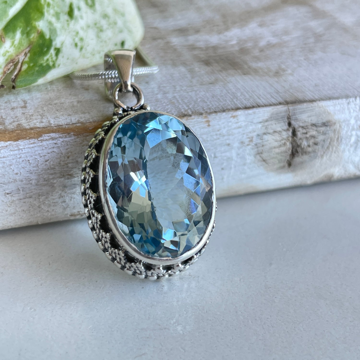Blue Topaz Oval Pendant