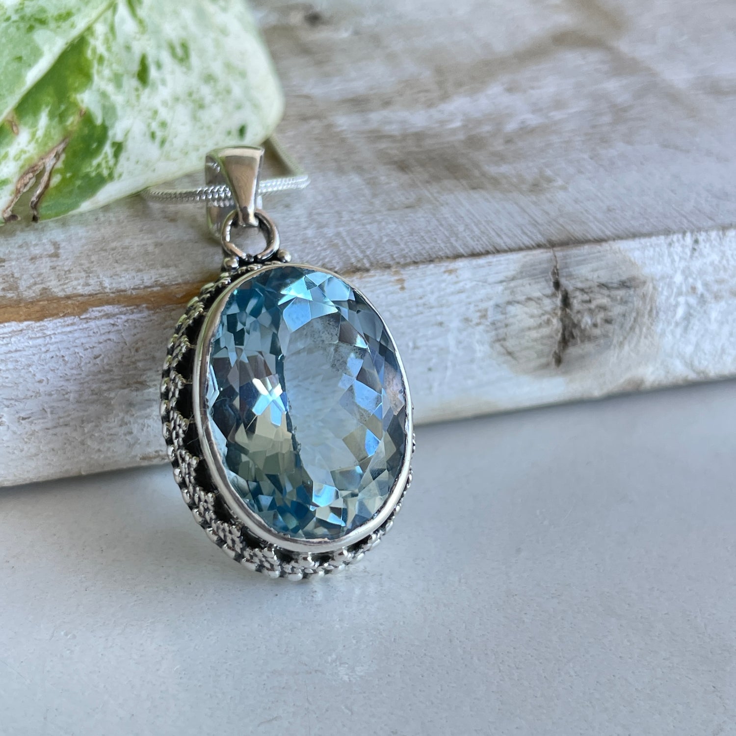 Blue Topaz Oval Pendant