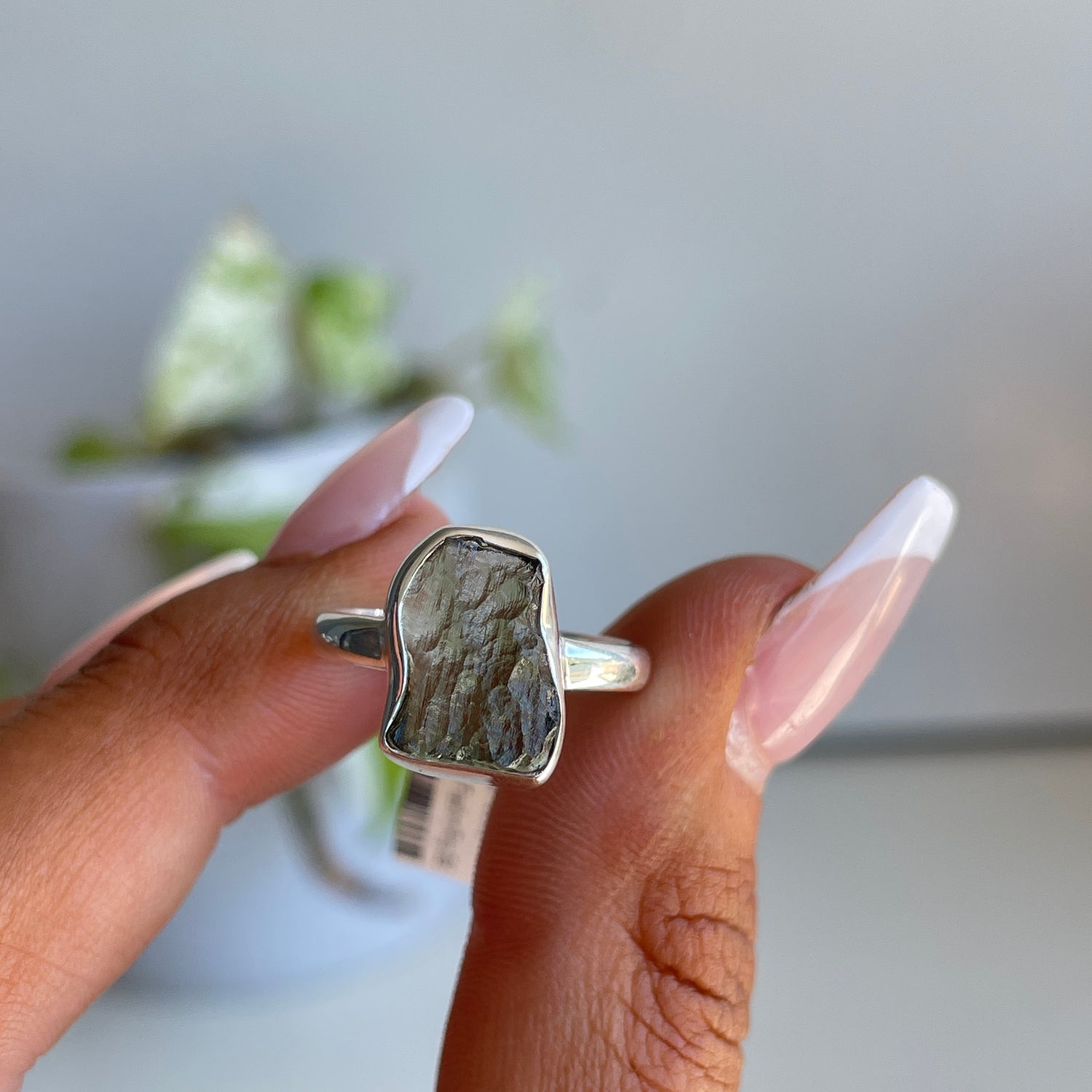 Moldavite Freeform Ring Sz6