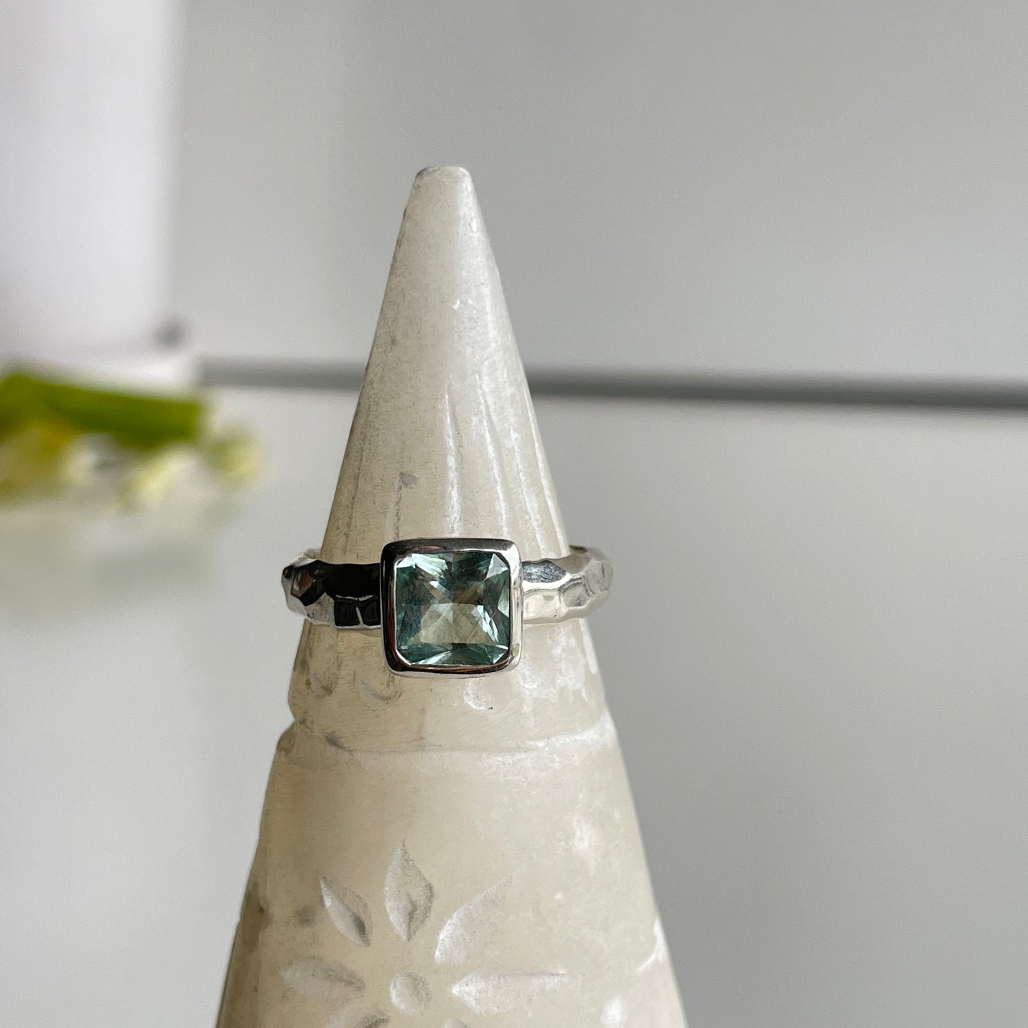 Australian Aquamarine Square Ring Sz8
