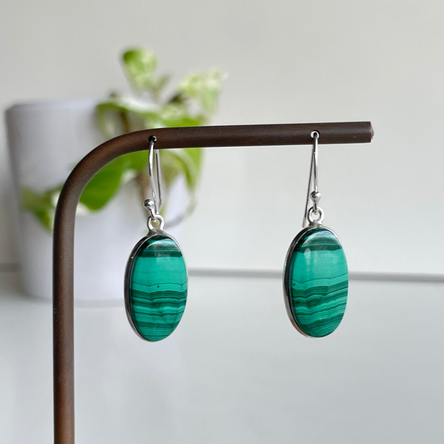 Malachite Oval Earrings